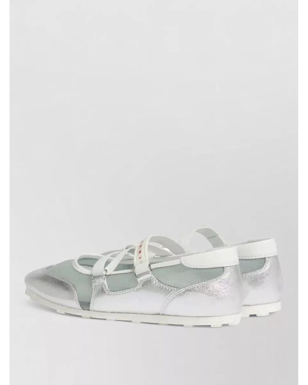 Marni White Mesh And Leather Ballerina Shoes