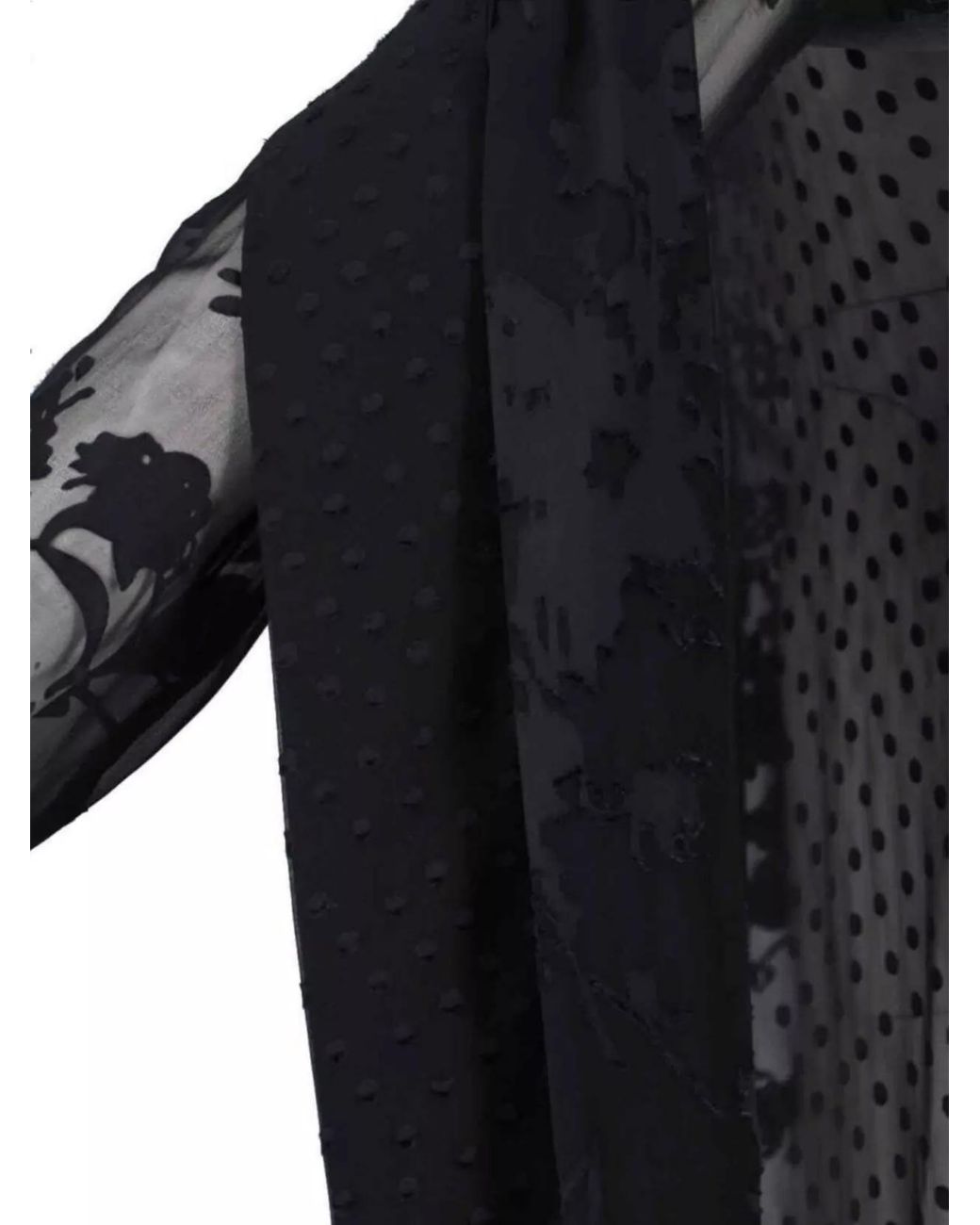 MARINE SERRE Black Silk Midi Dress