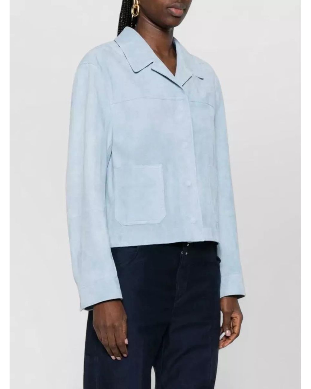 Tom Ford Blue Lamb Leather Cropped Jacket