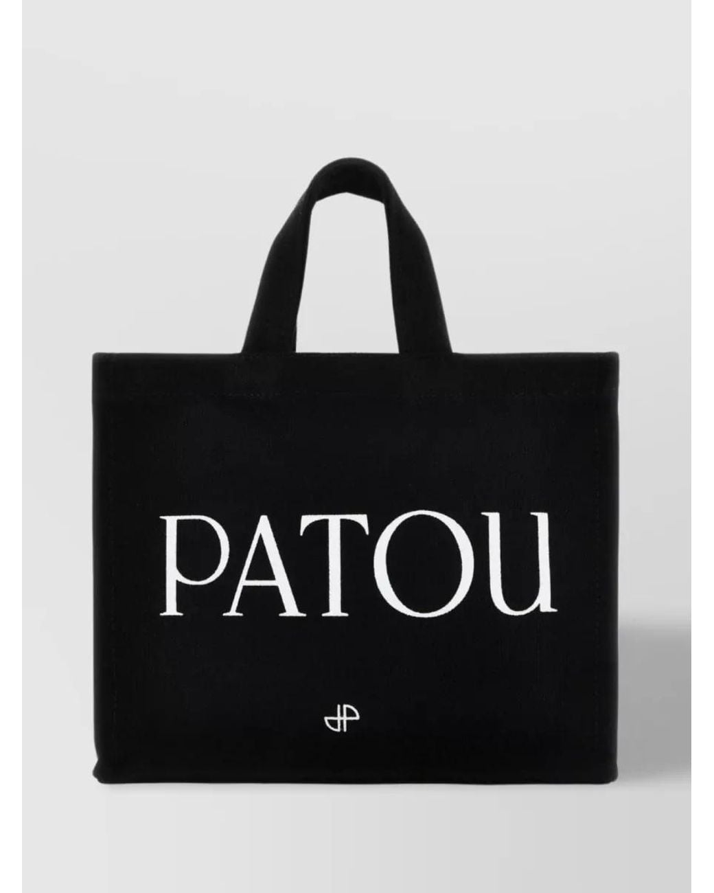 Patou Black Cotton Logo-Print Tote Bag