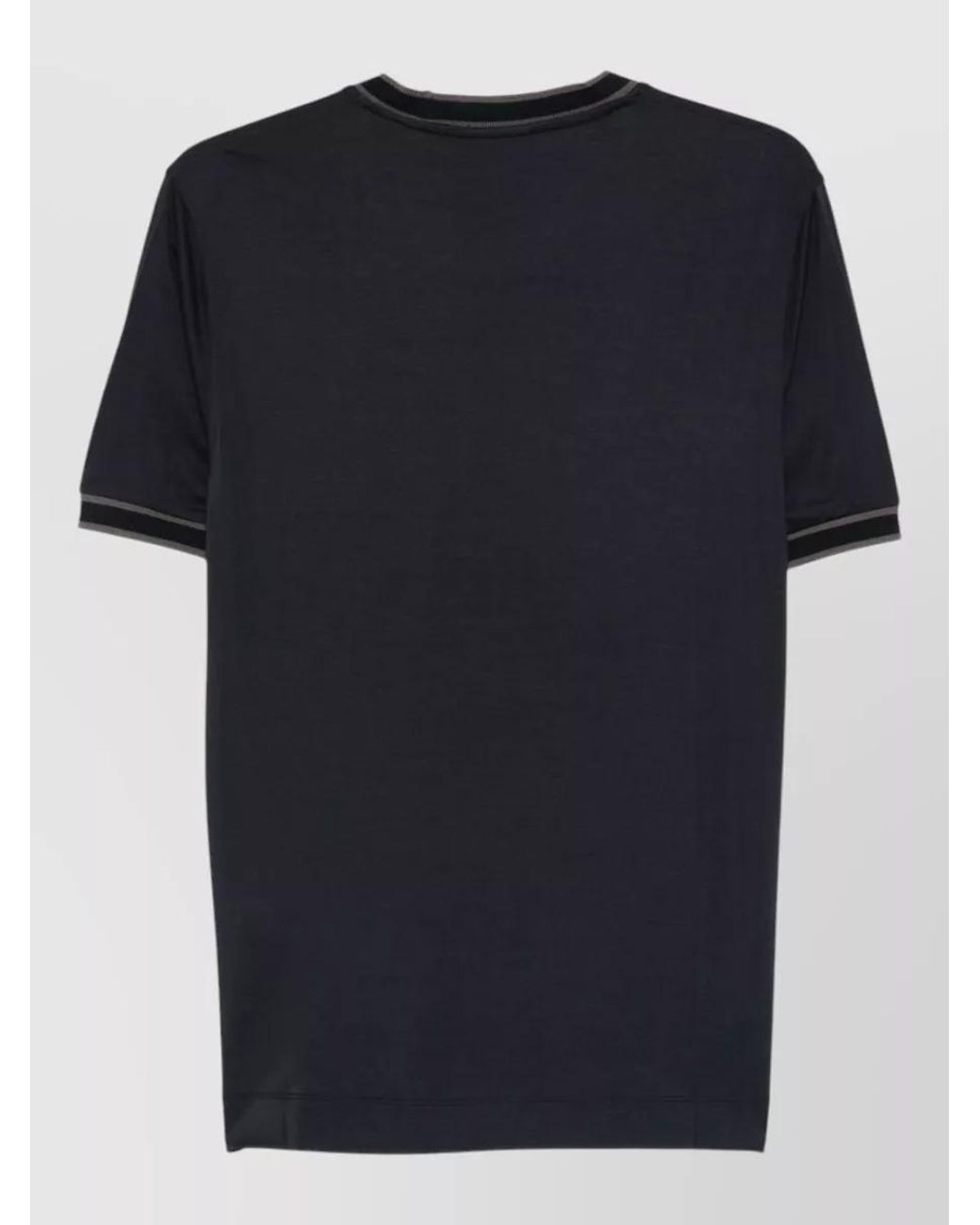 Emporio Armani Blue Silk Ribbed Short-Sleeve T-Shirt for men