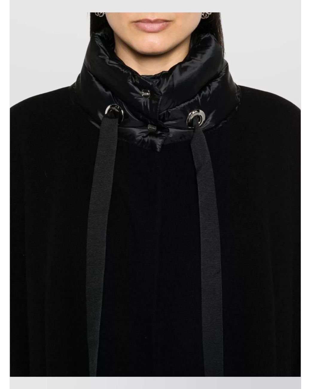 Herno Black Wool And Nylon Cape