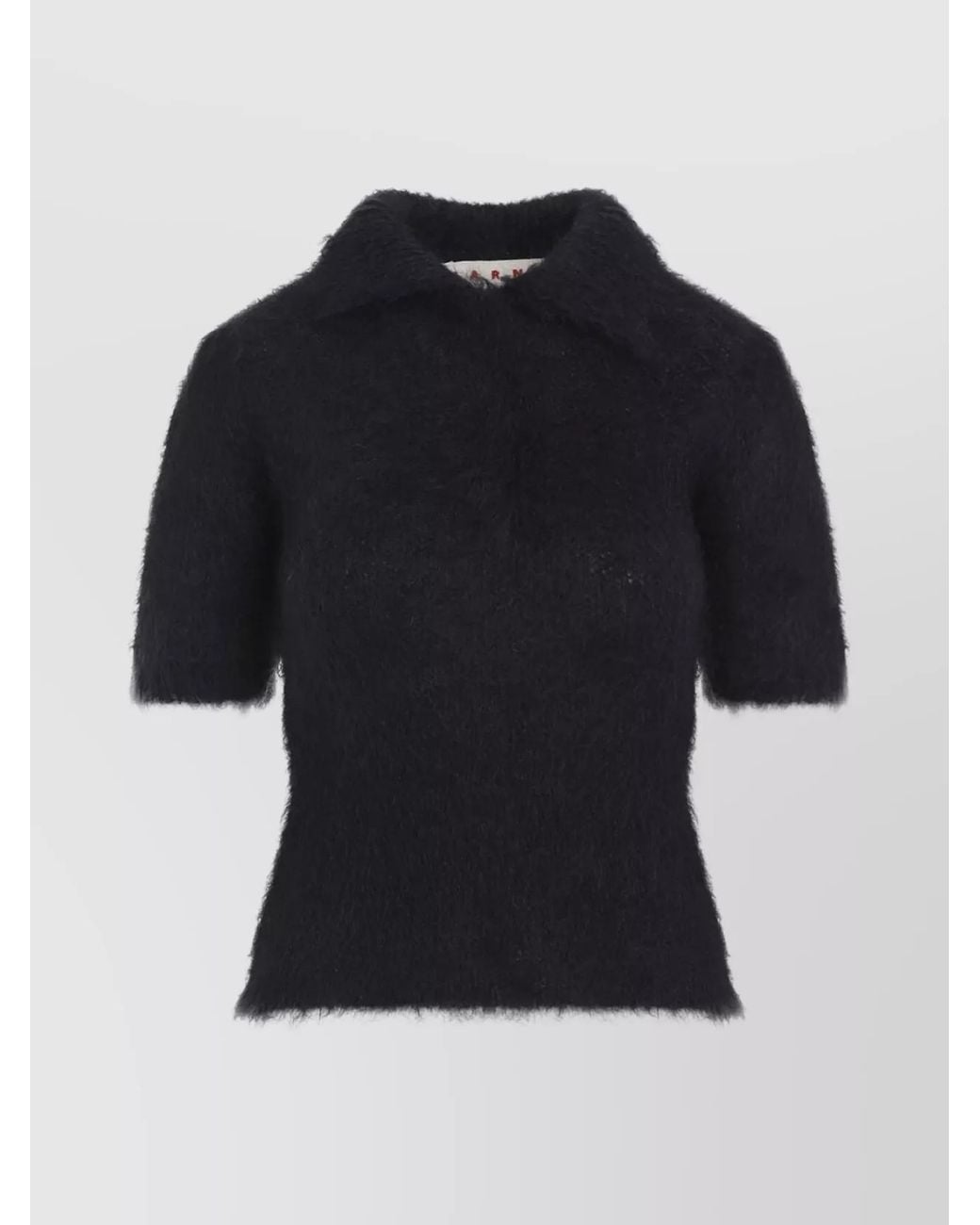 Marni Black Mohair Short-Sleeve Polo Shirt