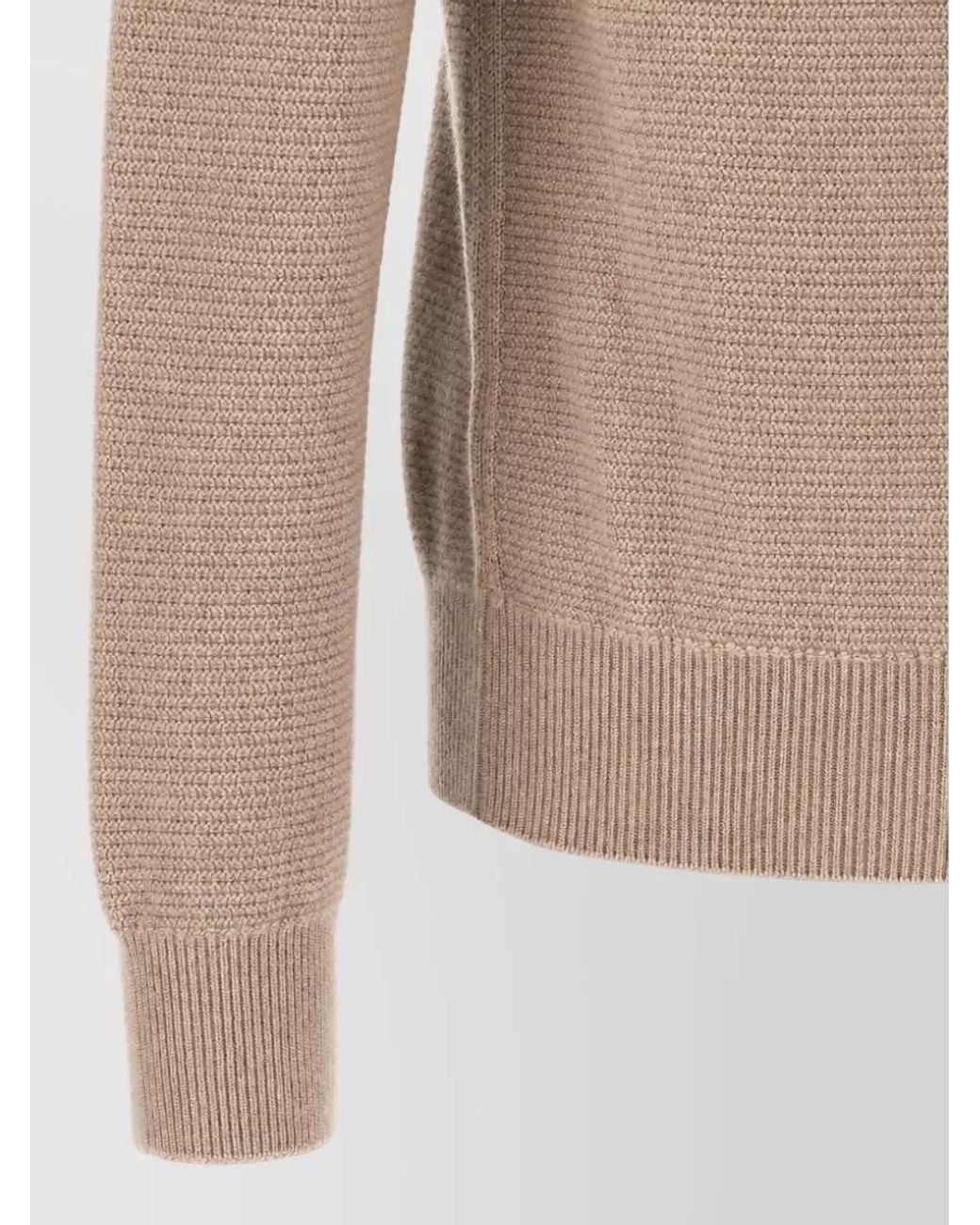 Zegna Natural Cashmere Long-Sleeve Polo Sweater for men