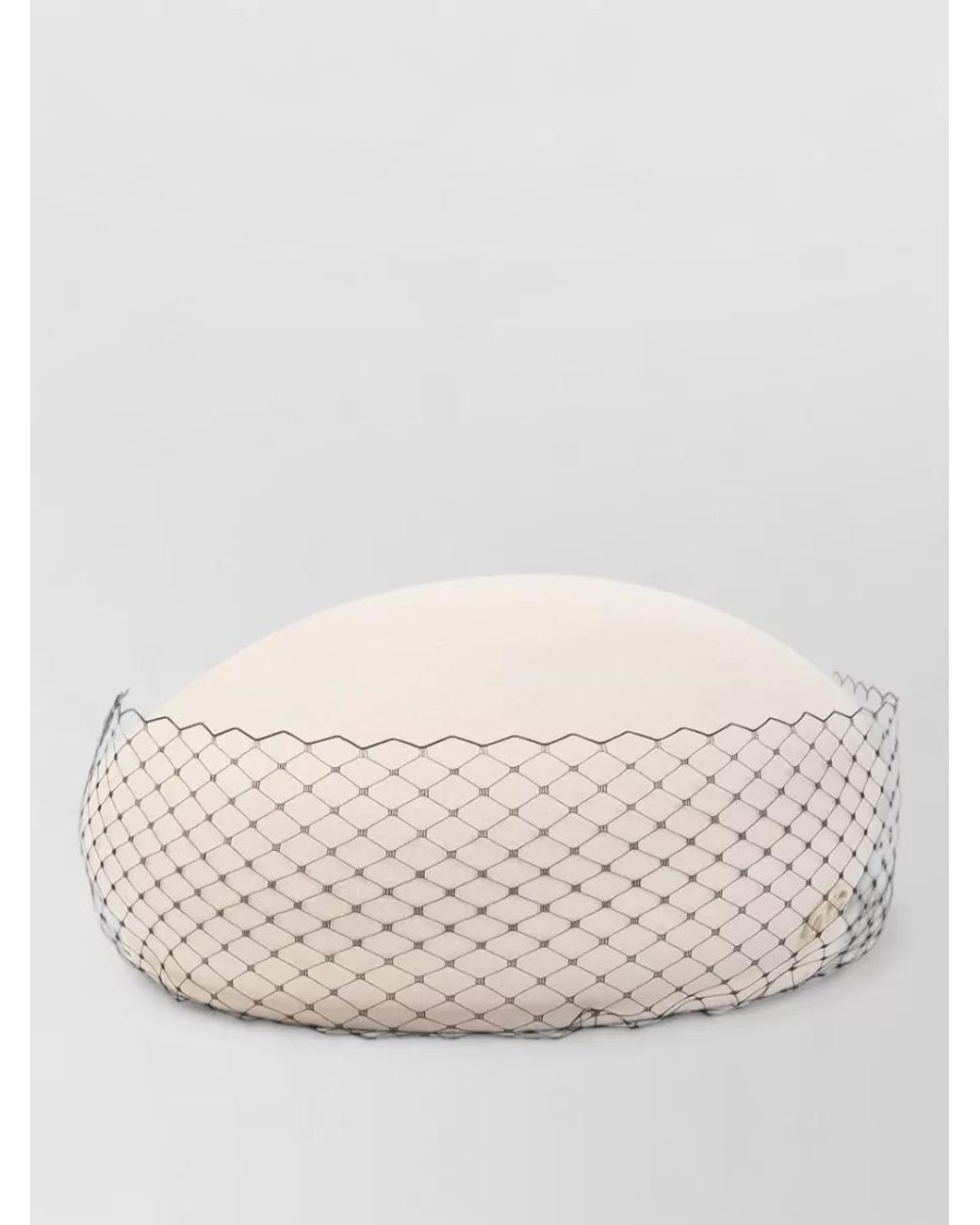 Maison Michel Natural Wool Veil Pillbox Hat
