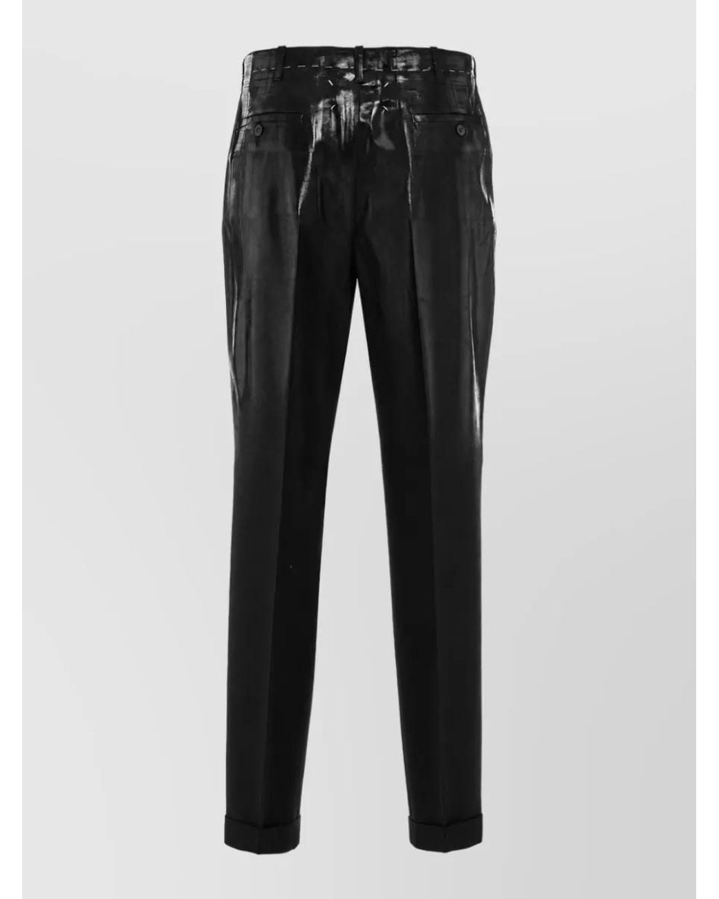 Maison Margiela Black Virgin Wool Straight-Leg Tailored Trousers for men