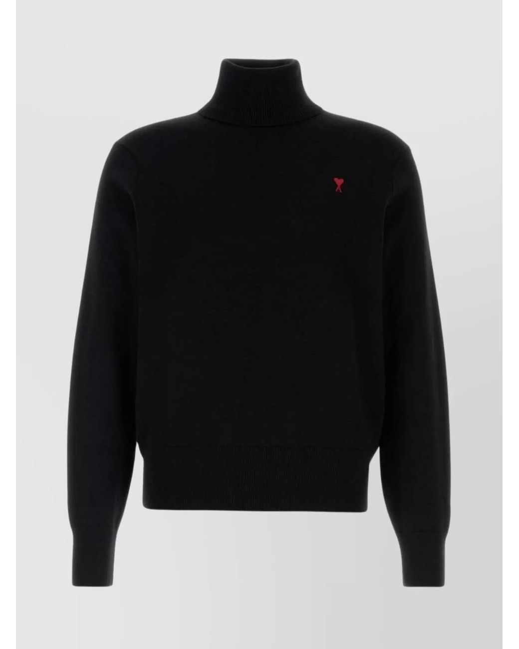 AMI Black Merino Wool Turtleneck Sweater for men