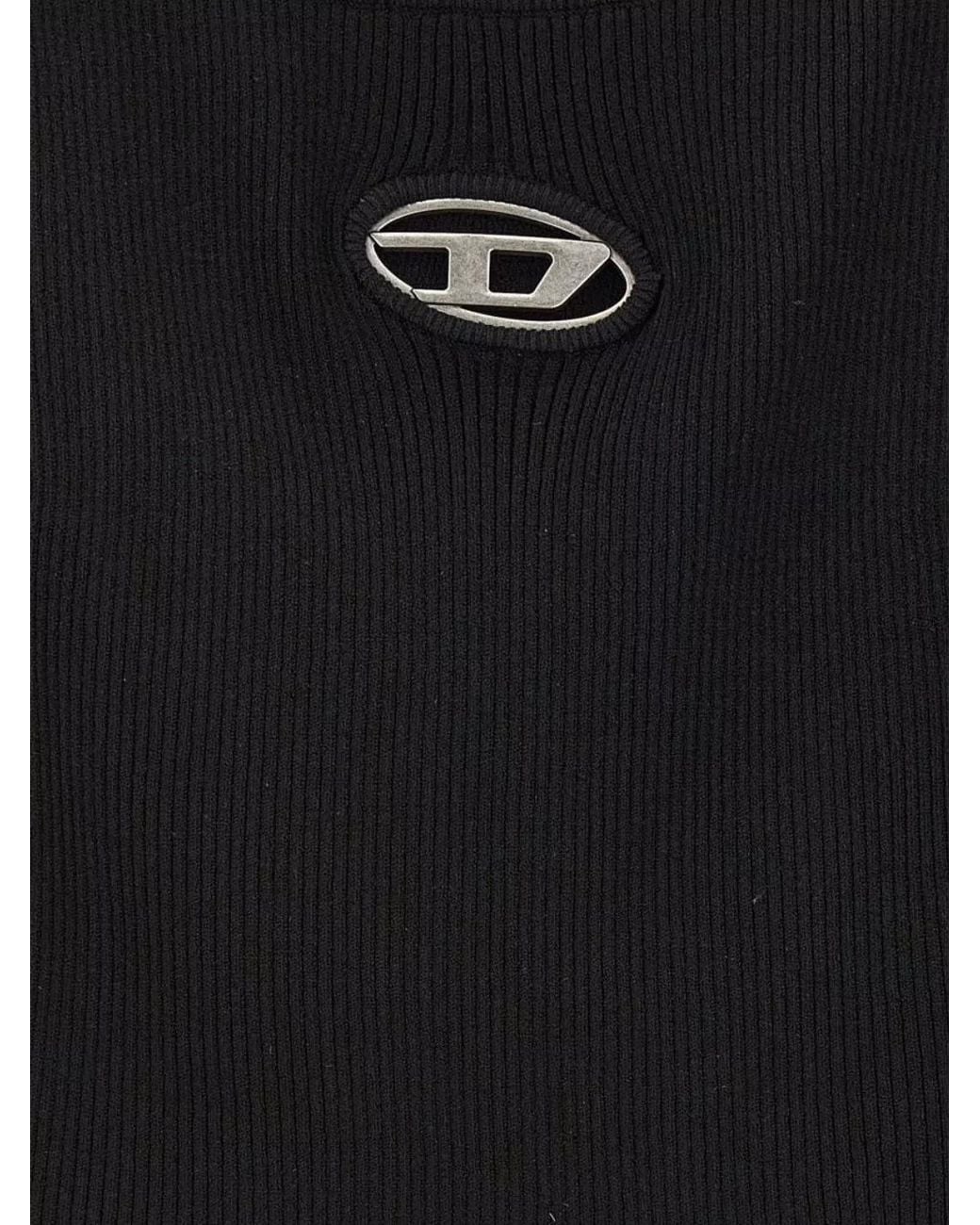 DIESEL Black Ribbed Slim-Fit Off-The-Shoulder Mini Dress