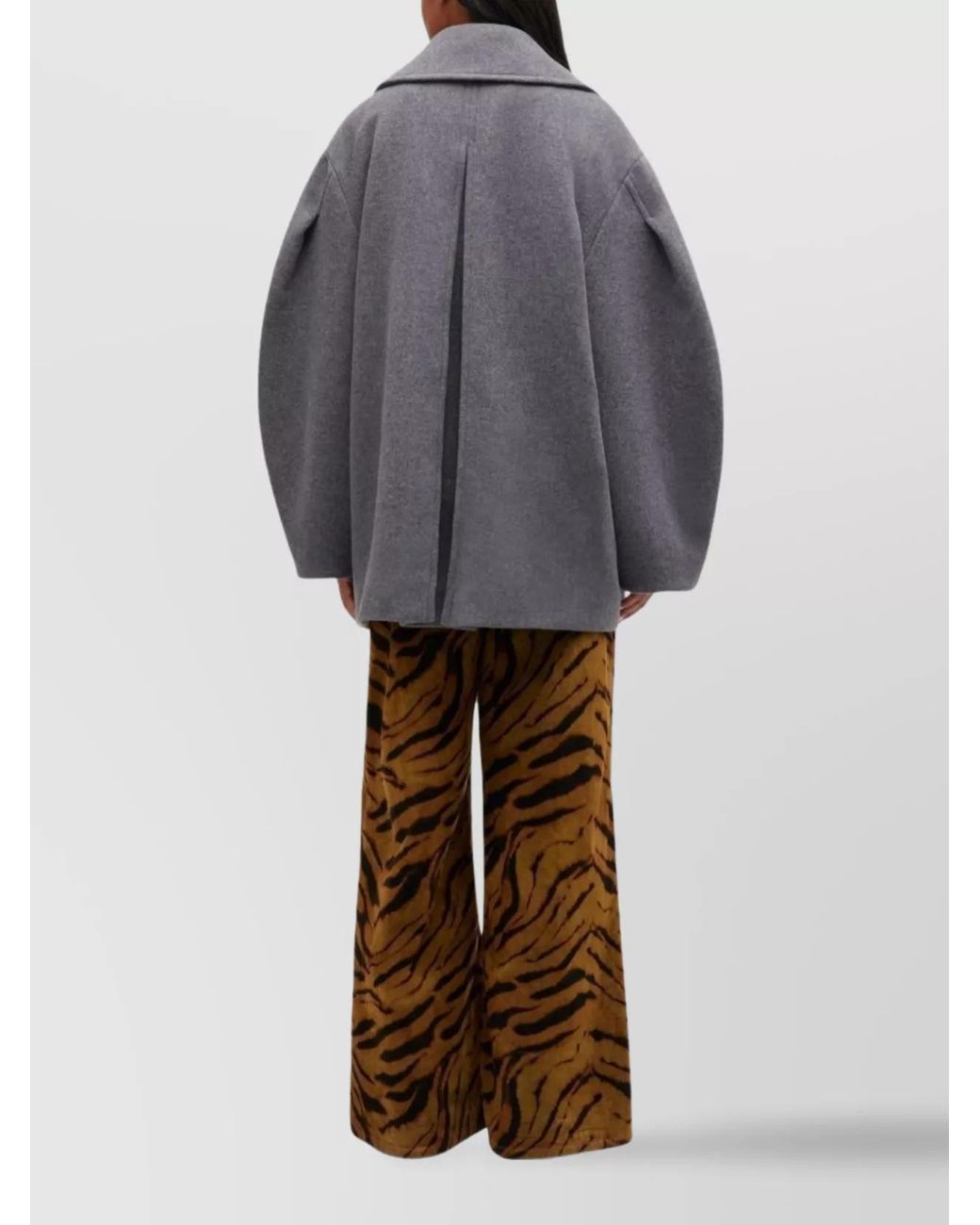 Ganni Gray Cashmere Blend Double Breasted Midi Coat