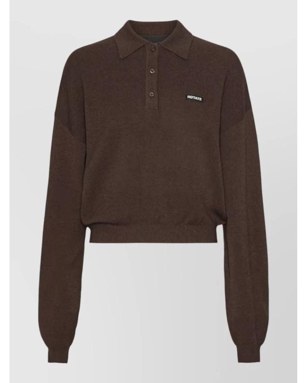 ROTATE BIRGER CHRISTENSEN Brown Cropped Polo Jumper