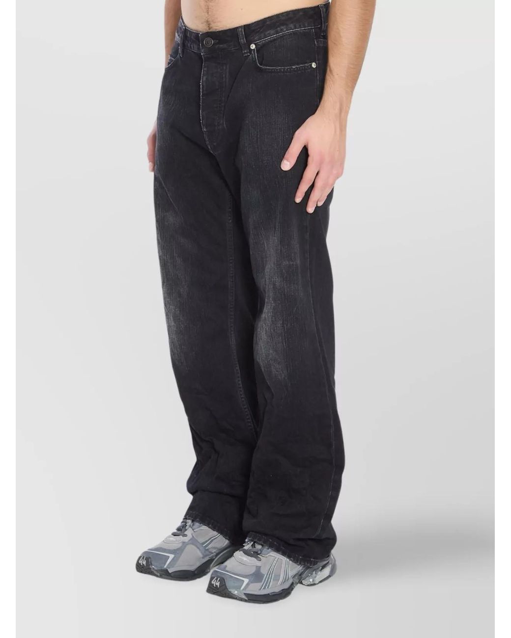 Balenciaga Black Cotton Distressed Relaxed-Fit Mid-Rise Jeans for men