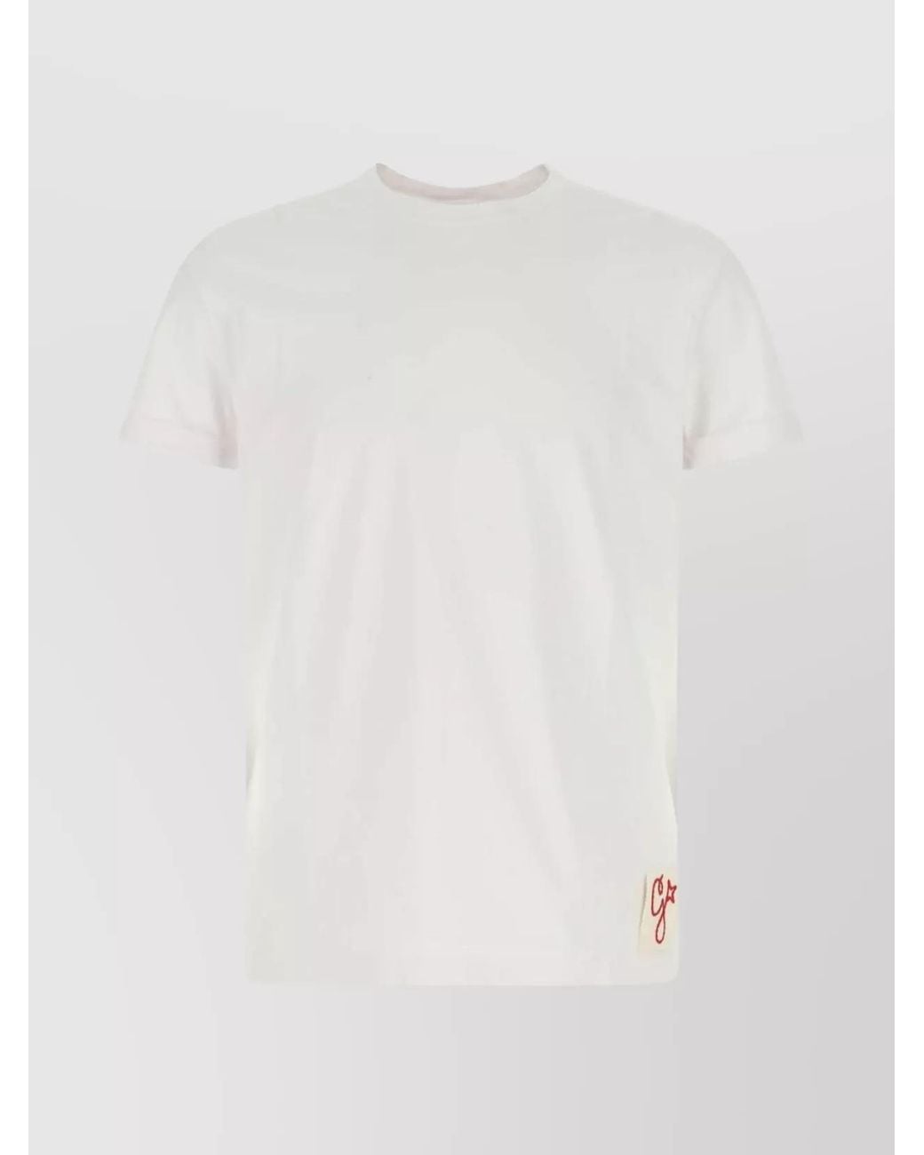 Golden Goose Deluxe Brand White Cotton Distressed Logo Print Crewneck T-Shirt for men