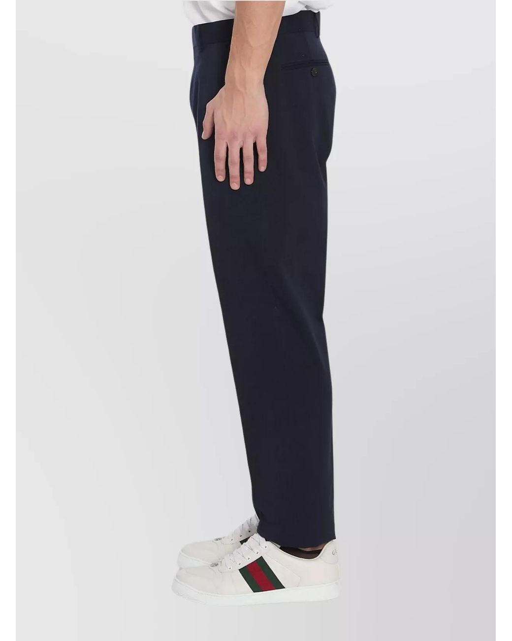 Gucci Blue Cotton Straight-Leg Tailored Trousers for men