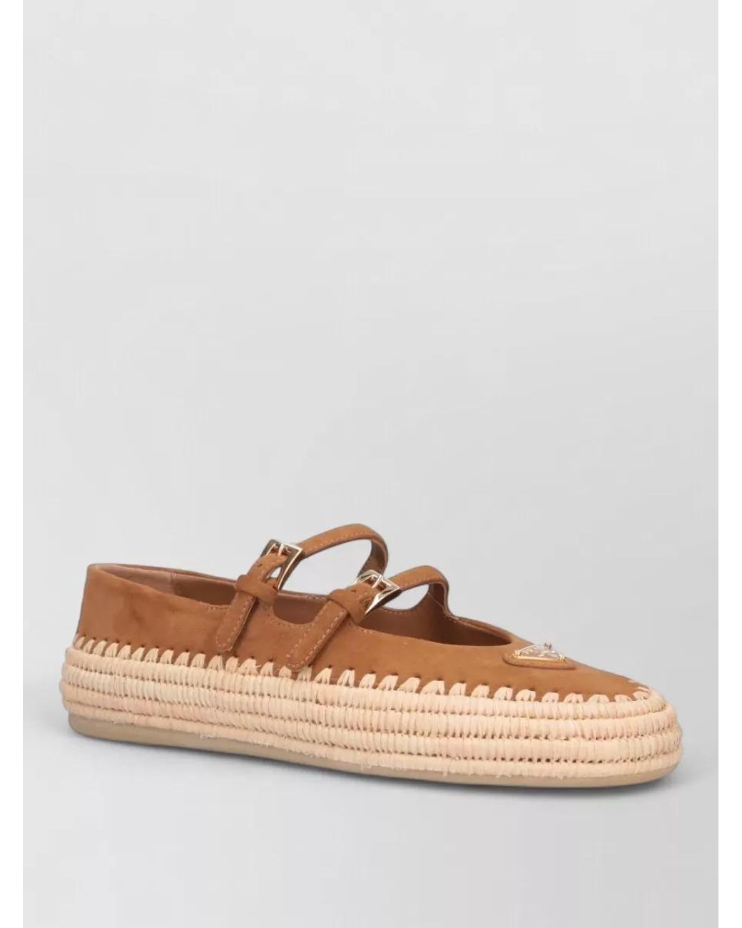 Prada Brown Leather Espadrilles