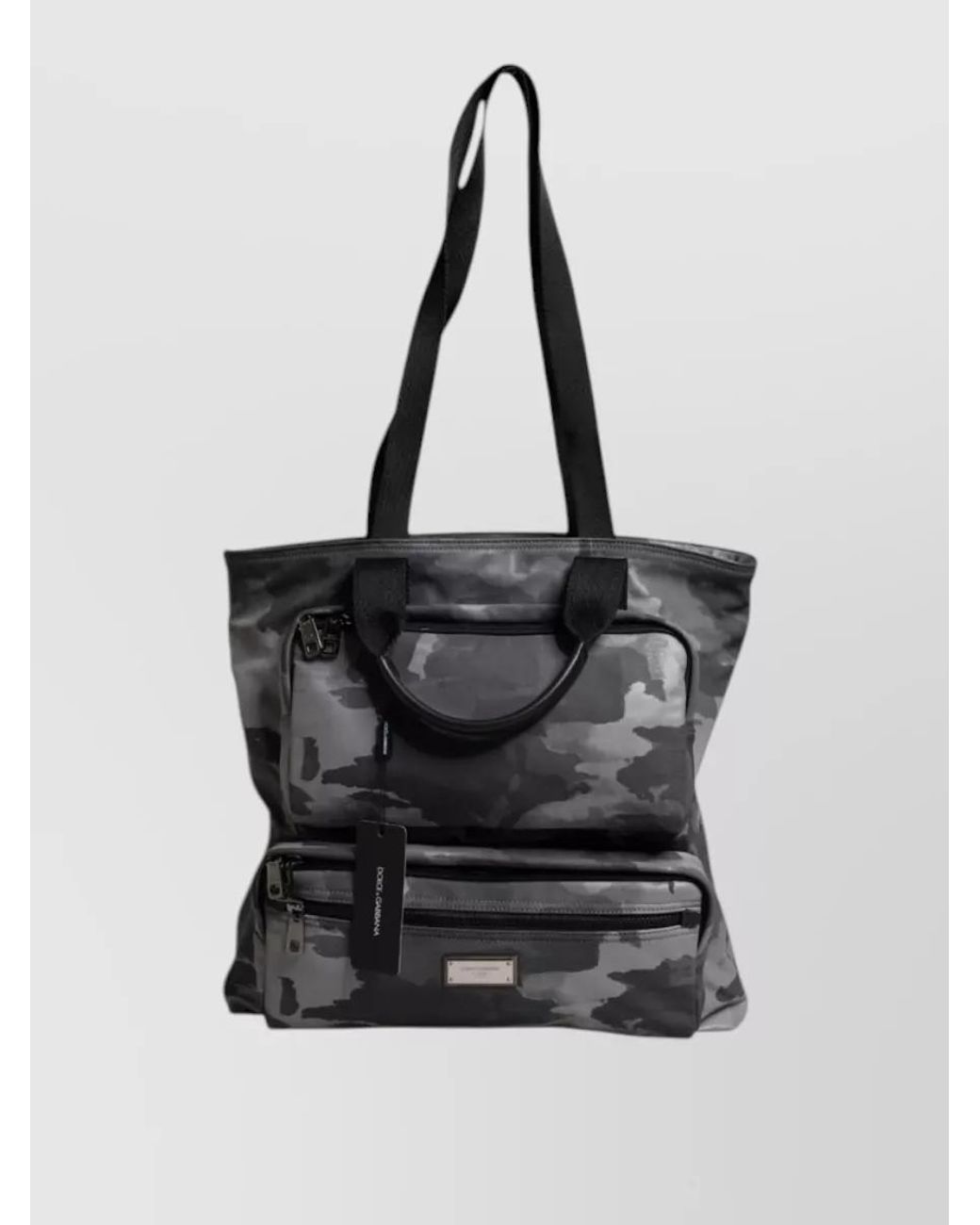 Dolce & Gabbana Black Camouflage Cotton Shoulder Bag for men