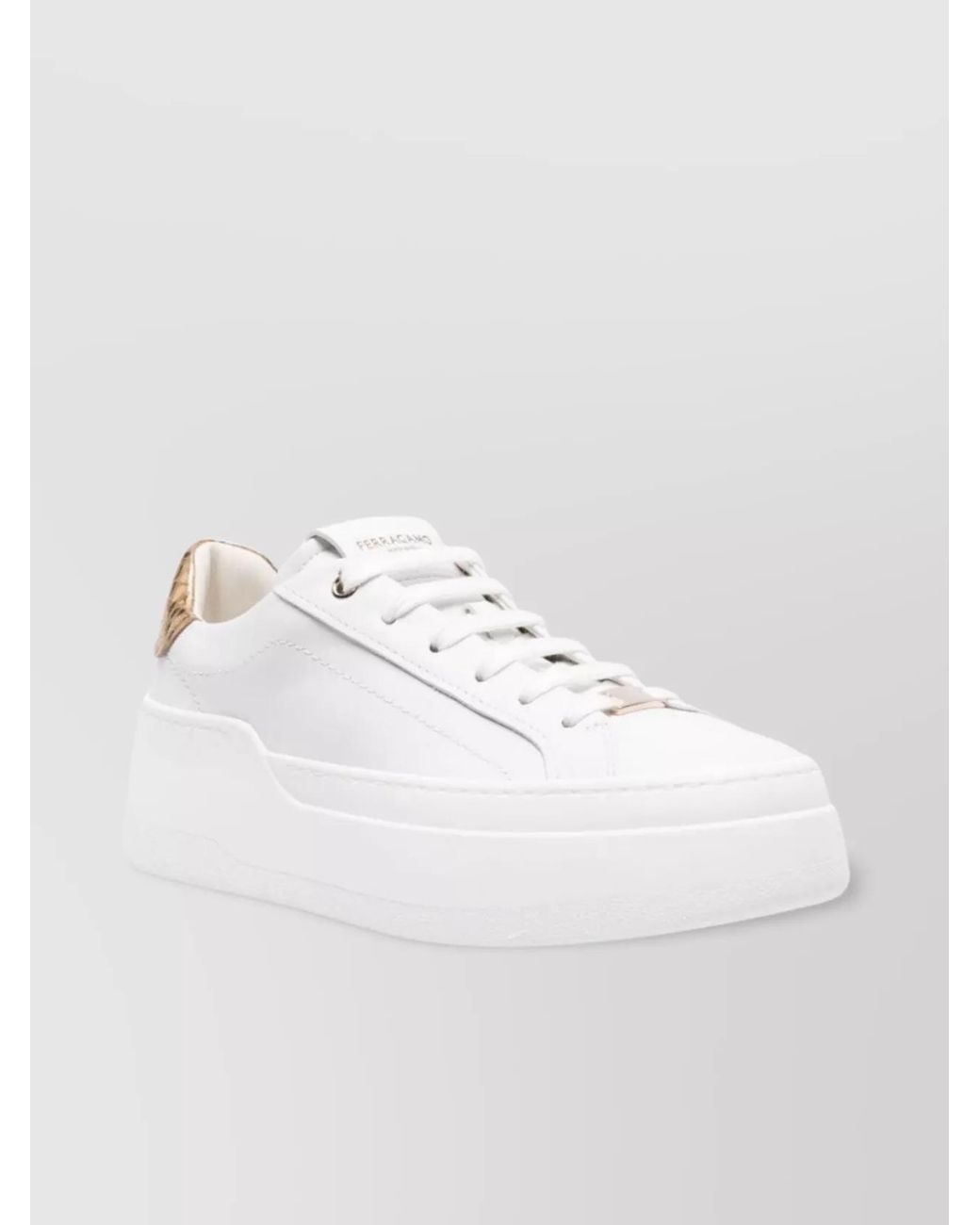 Ferragamo White Calf Leather Paneled Low-Top Sneakers