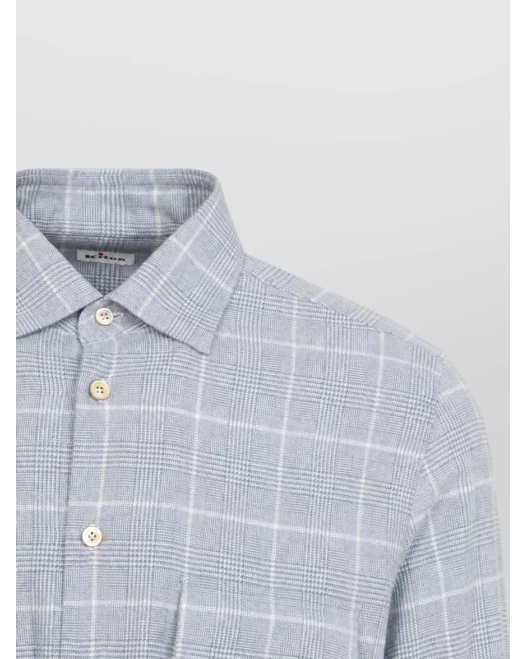 Kiton Blue Checked Cotton Regular-Fit Shirt for men