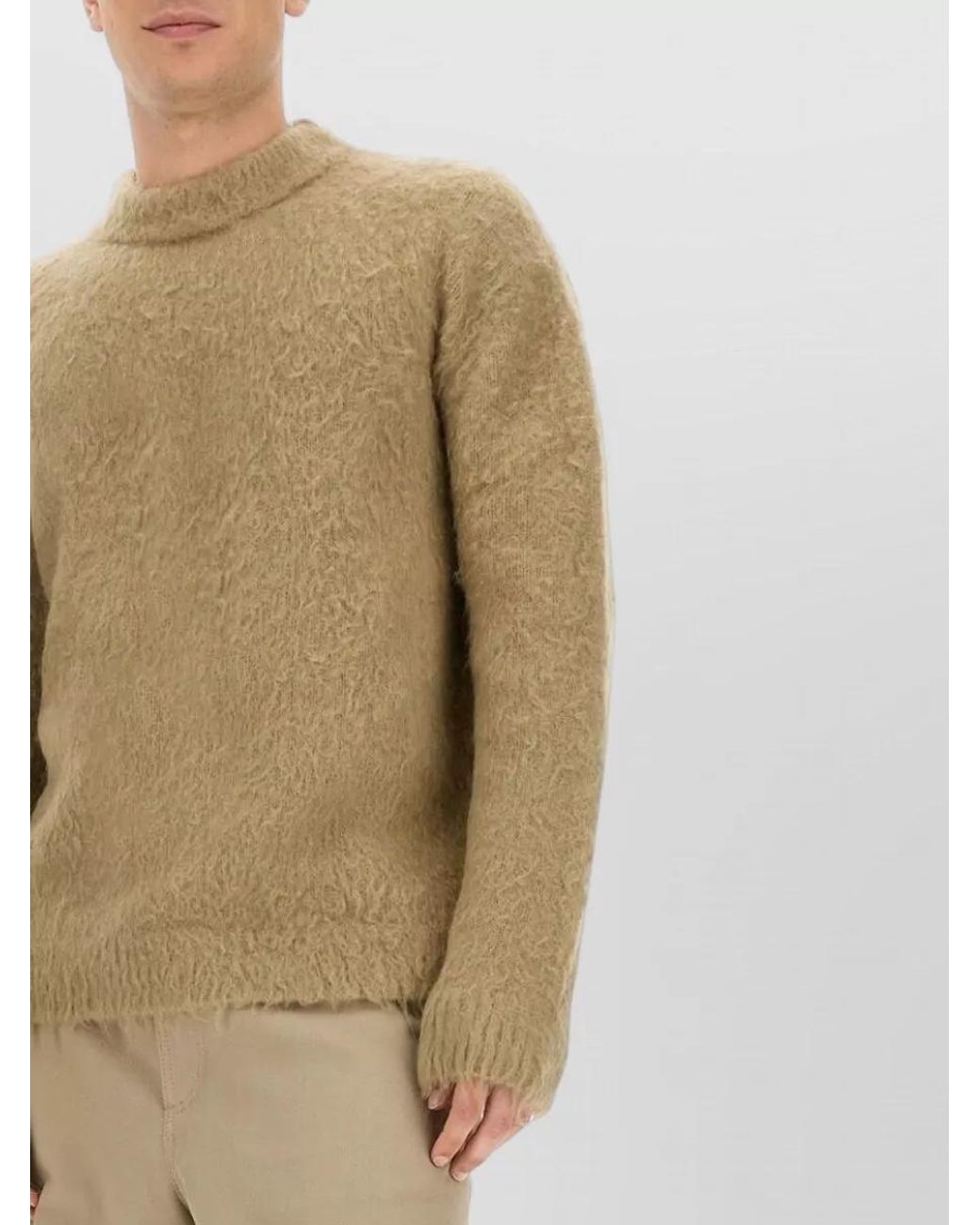Acne Natural Ribbed Crew Neck Sweater for men