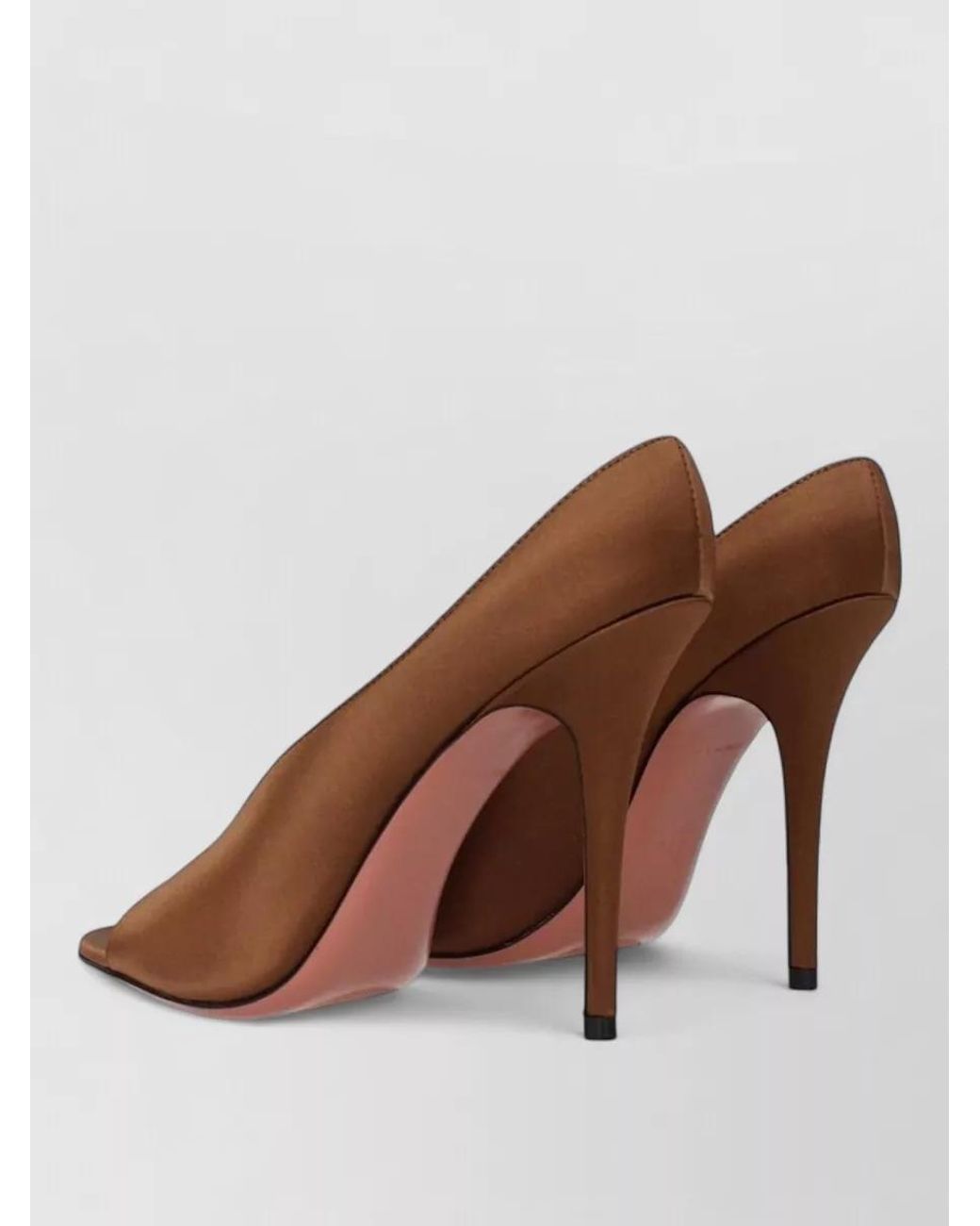AMINA MUADDI Brown Satin High Heel Mules