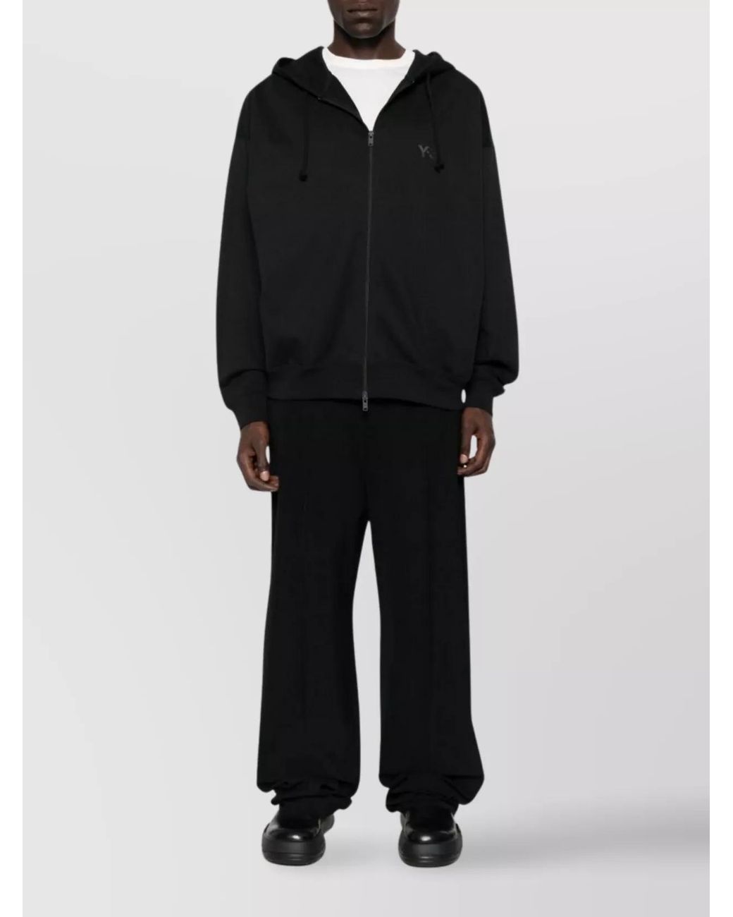 Y-3 Black Logo Zip-Up Hoodie for men