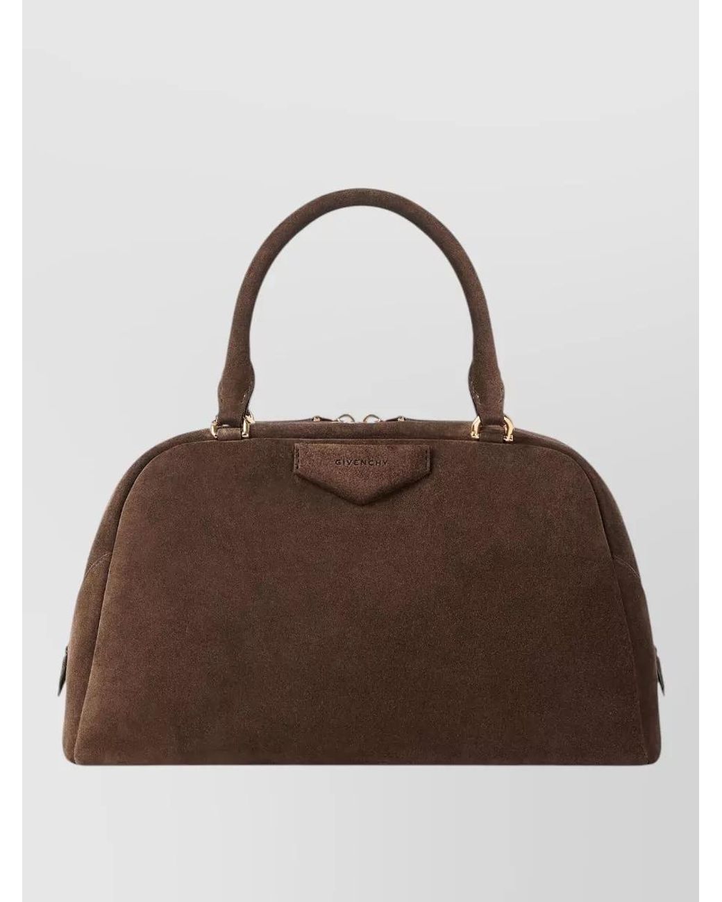 Givenchy Brown Antigona East West Soft Medium Suede Shoulder Bag