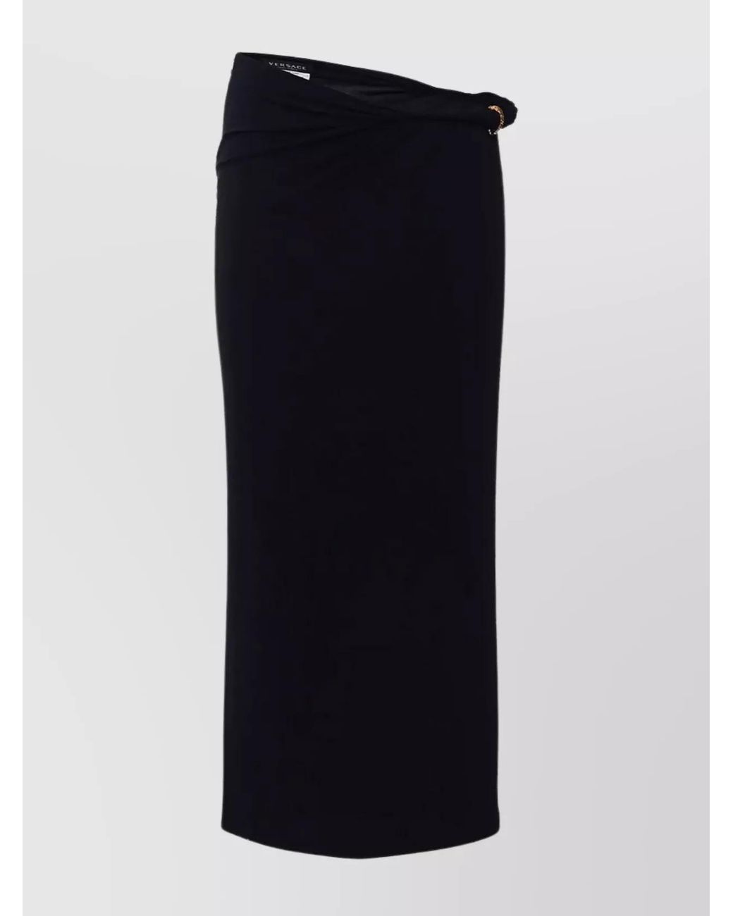 Versace Blue Gathered Below-Knee Pencil Skirt
