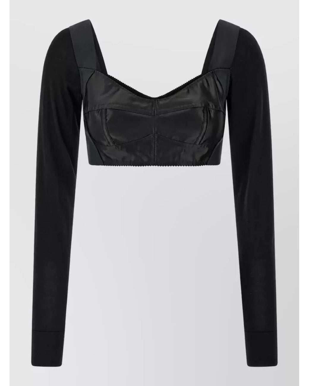 Dolce & Gabbana Black Satin Bustier Crop Top