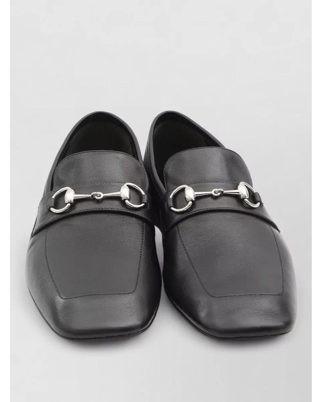 その他 GUCCI l plate Square toe loafer Gucci Leather Loafers Horsebit Detail Square Toe in Black for Men