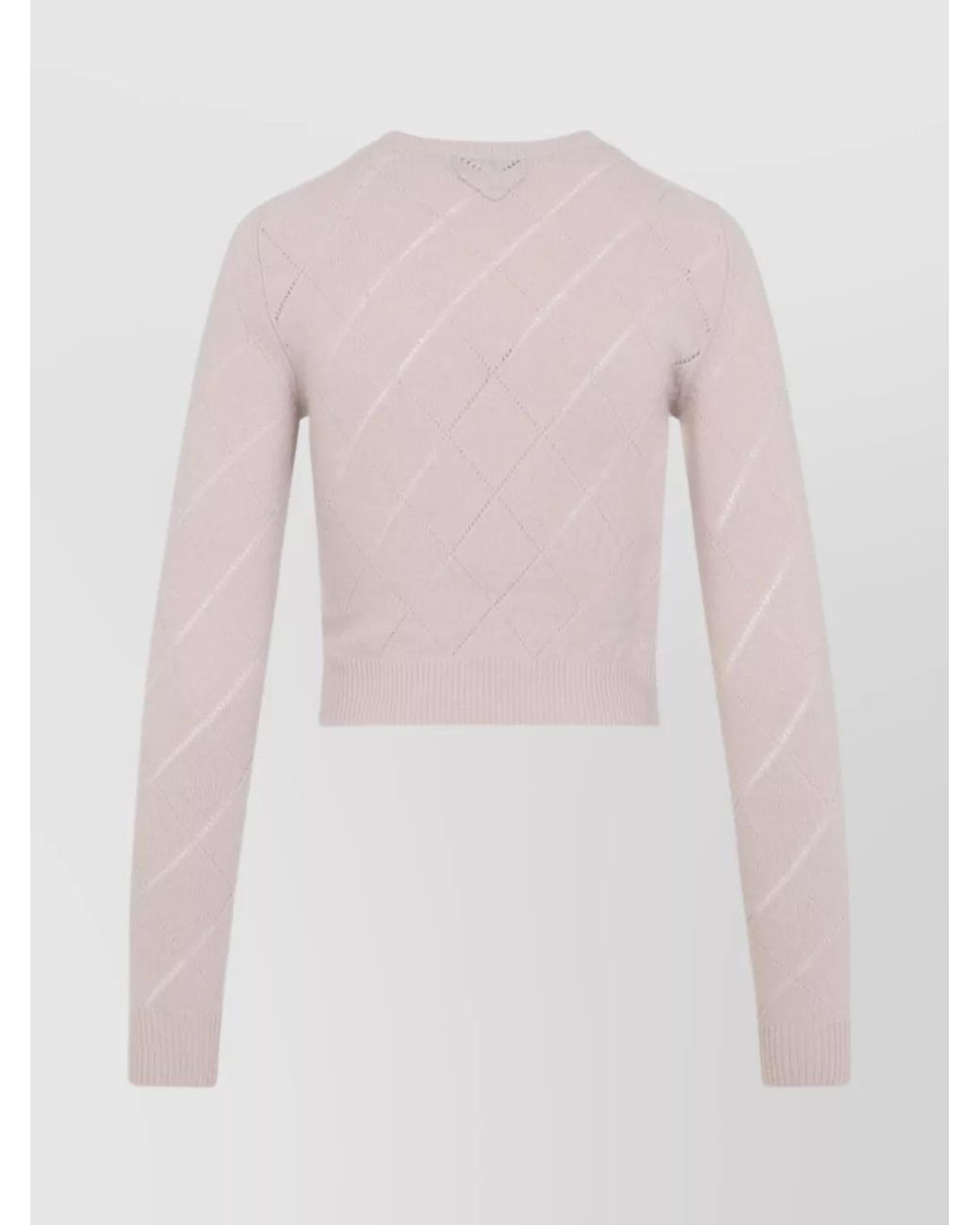 Prada Pink Cashmere Cropped Perforated Diamond Knit Jumper