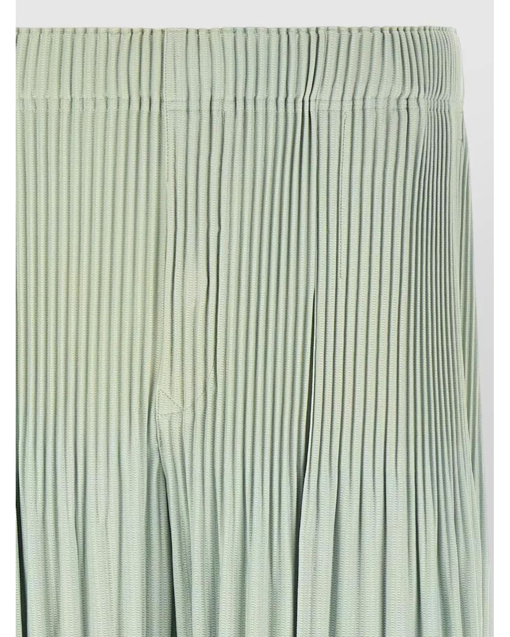 Homme Plissé Issey Miyake Green Pleated Wide-Leg Bermuda Shorts for men