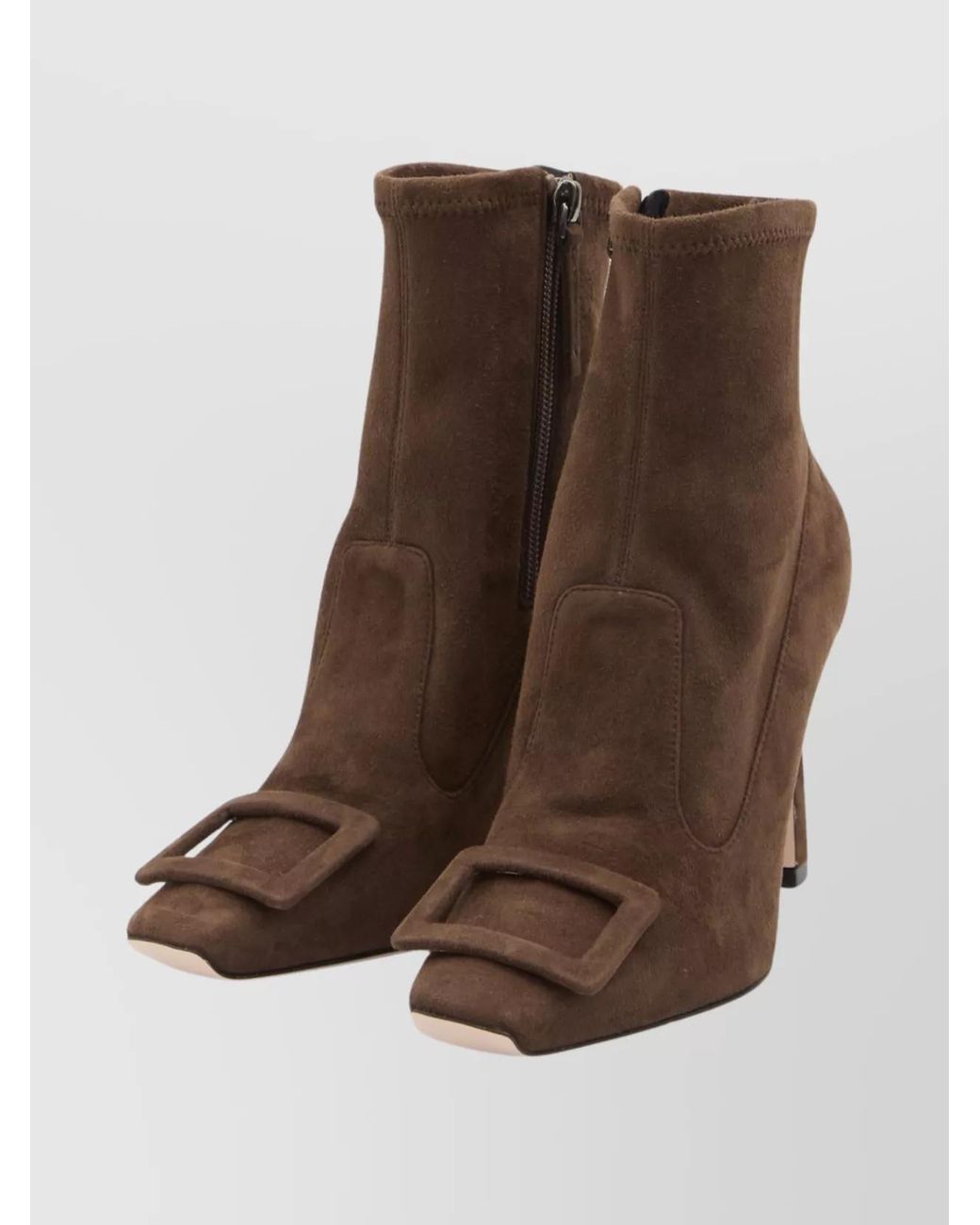 Roger Vivier Brown Suede Leather Ankle Boots
