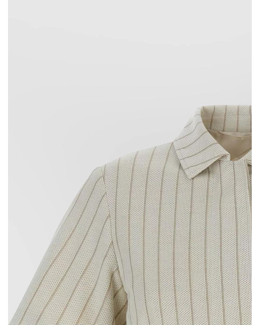 Max Mara White Pinstripe Short-Sleeve Cotton Shirt Jacket
