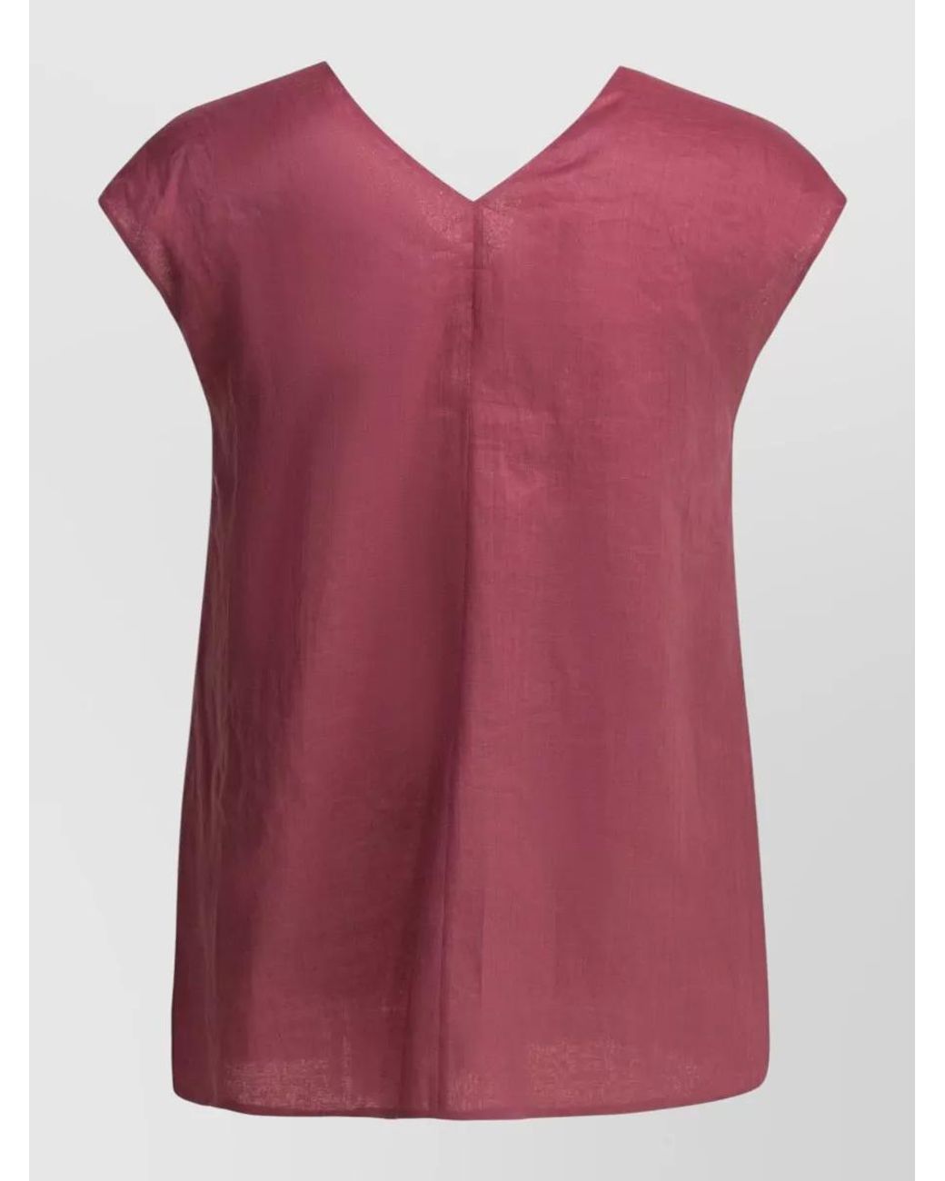 Max Mara Red Draped Ramie Blouse