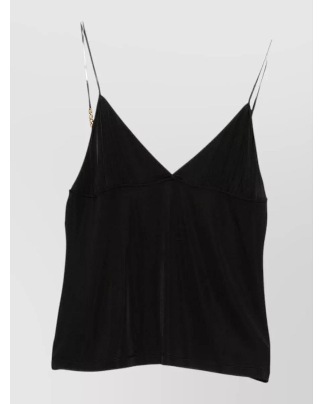 Saint Laurent Black Satin V-Neck Chain-Strap Camisole