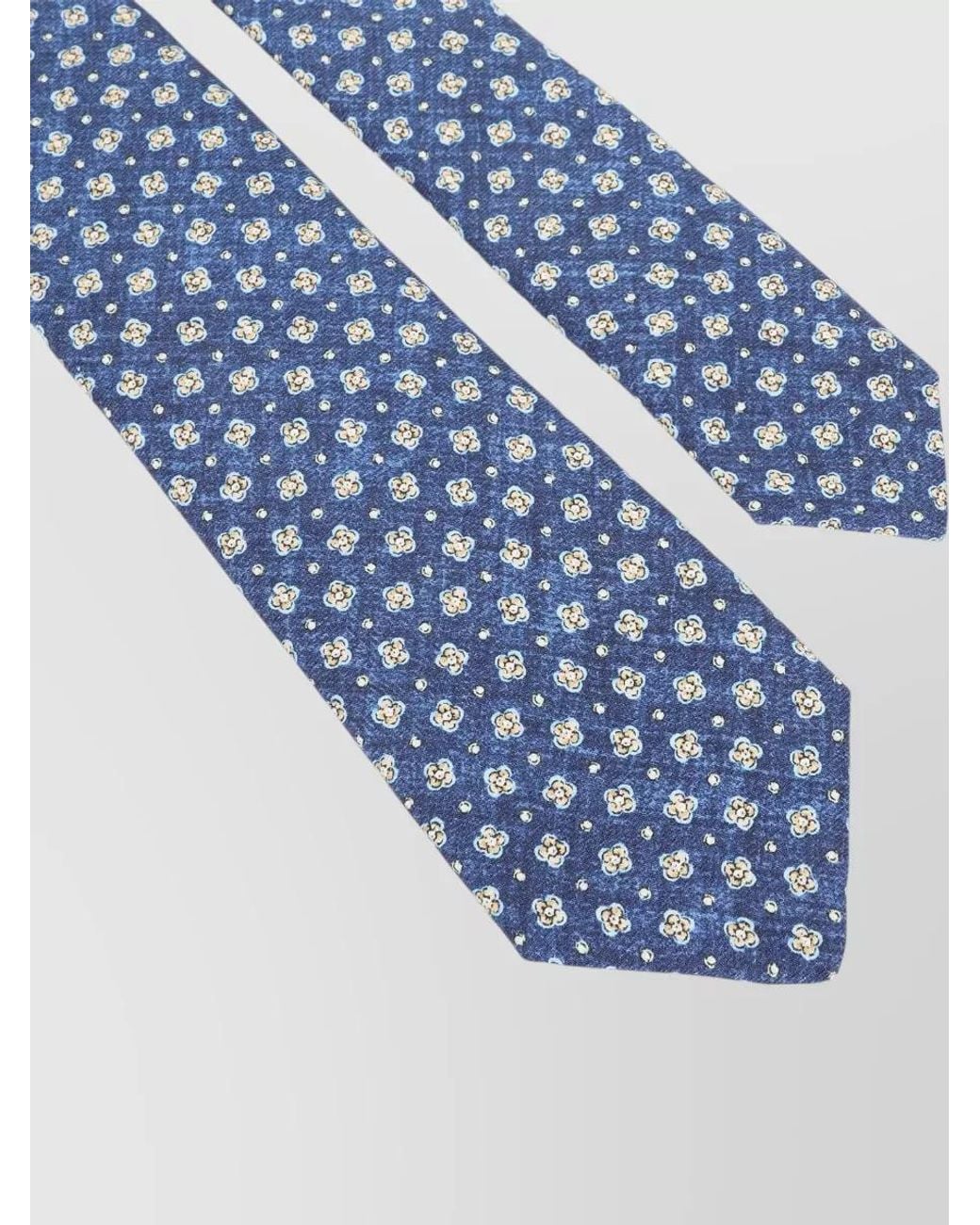 Kiton Blue Silk Printed Tie for men