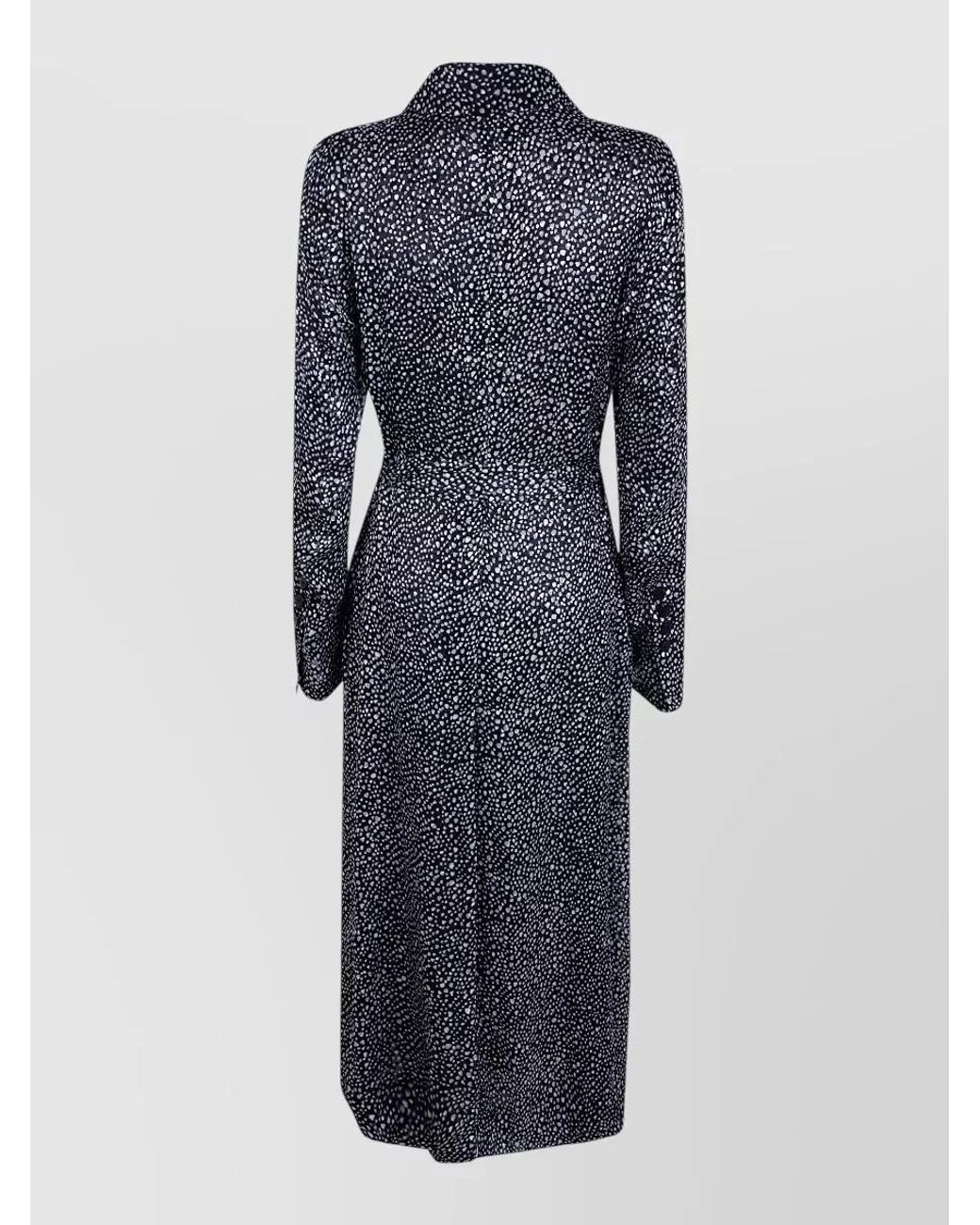 SAPIO Blue Devoree Midi Dress Belted Waist Buttons