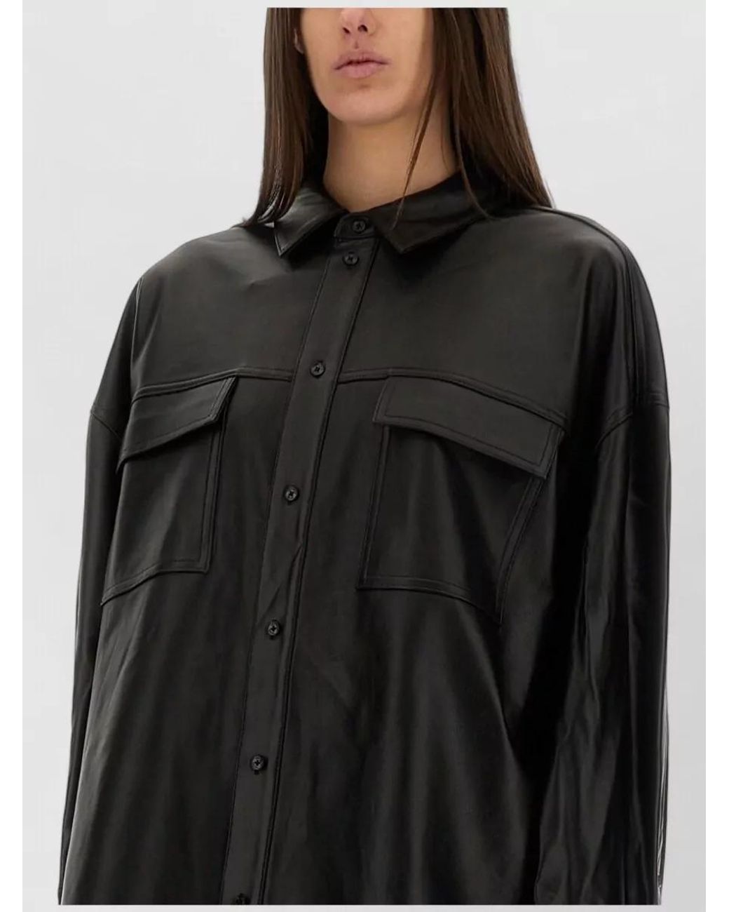 Michael Kors Black Lamb Leather Oversized Jacket