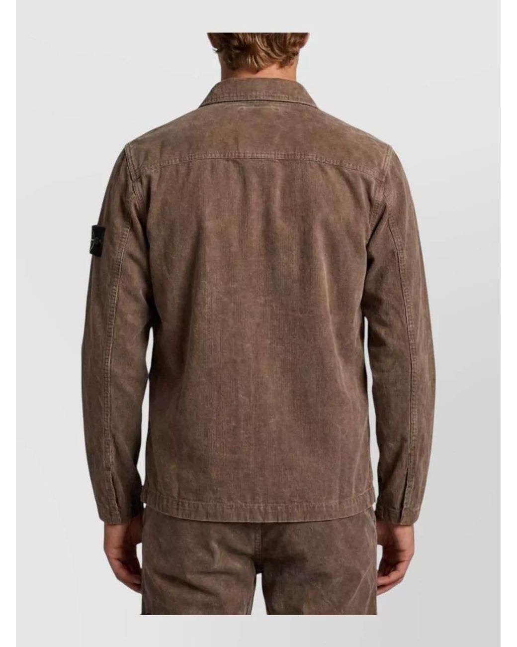 Stone Island Brown Ribbed Overshirt for men