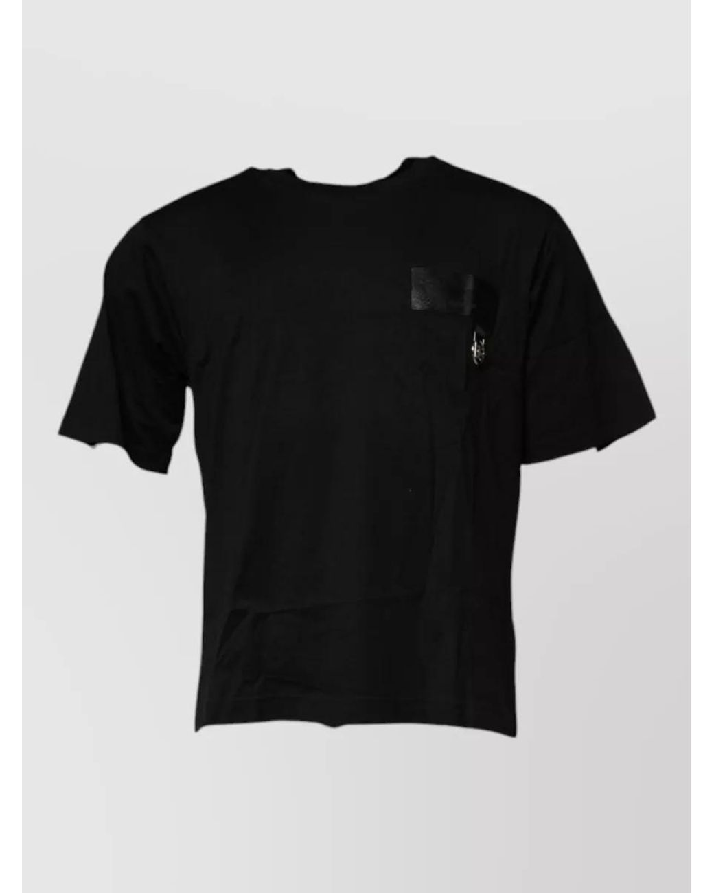 Dolce & Gabbana Black Cotton Logo Patch Crew Neck T-Shirt for men