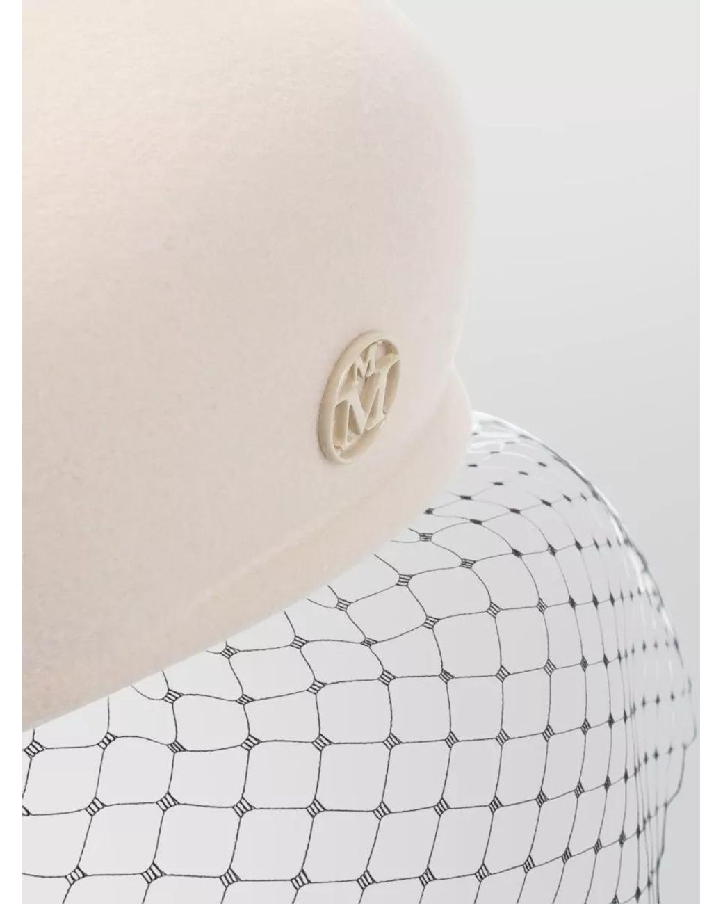 Maison Michel Natural Wool Veil Pillbox Hat