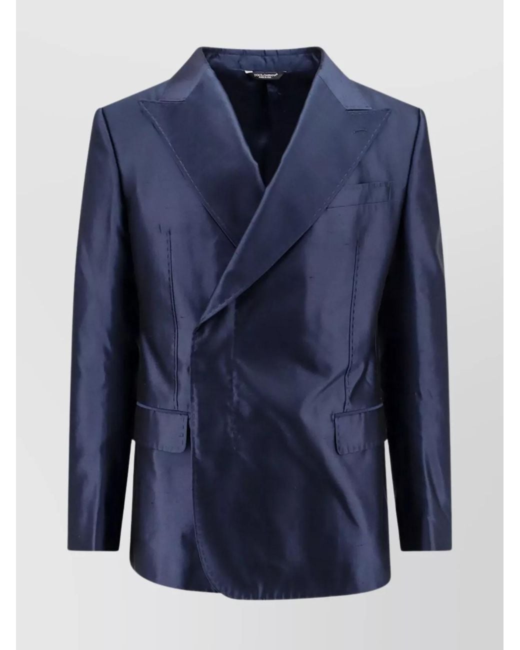 Dolce & Gabbana Blue Silk Double-Breasted Blazer for men