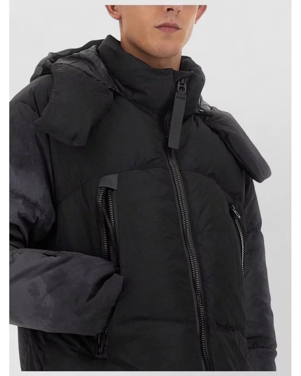 JG1 Black Oversized Padded Coat for men