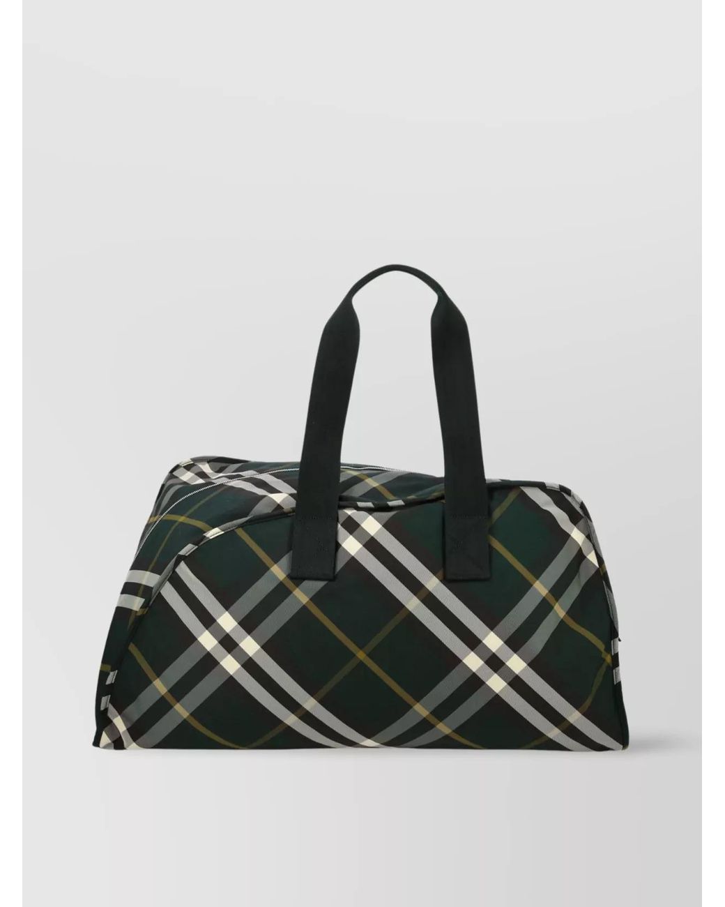 Burberry Black Checked Fabric Duffle Bag for men