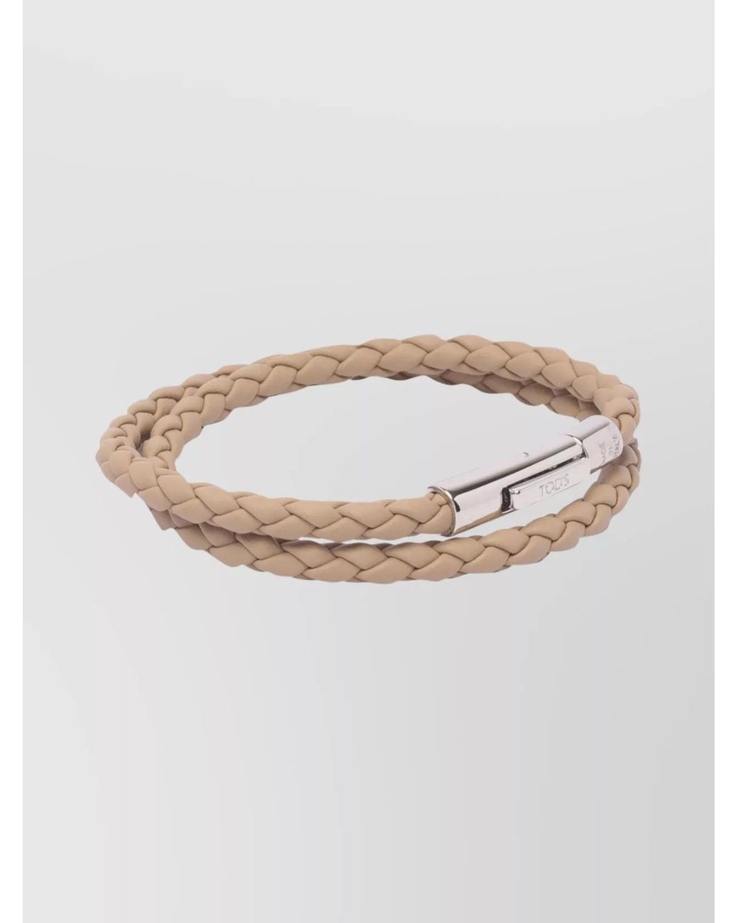 Tod's White Leather Woven Bracelet for men