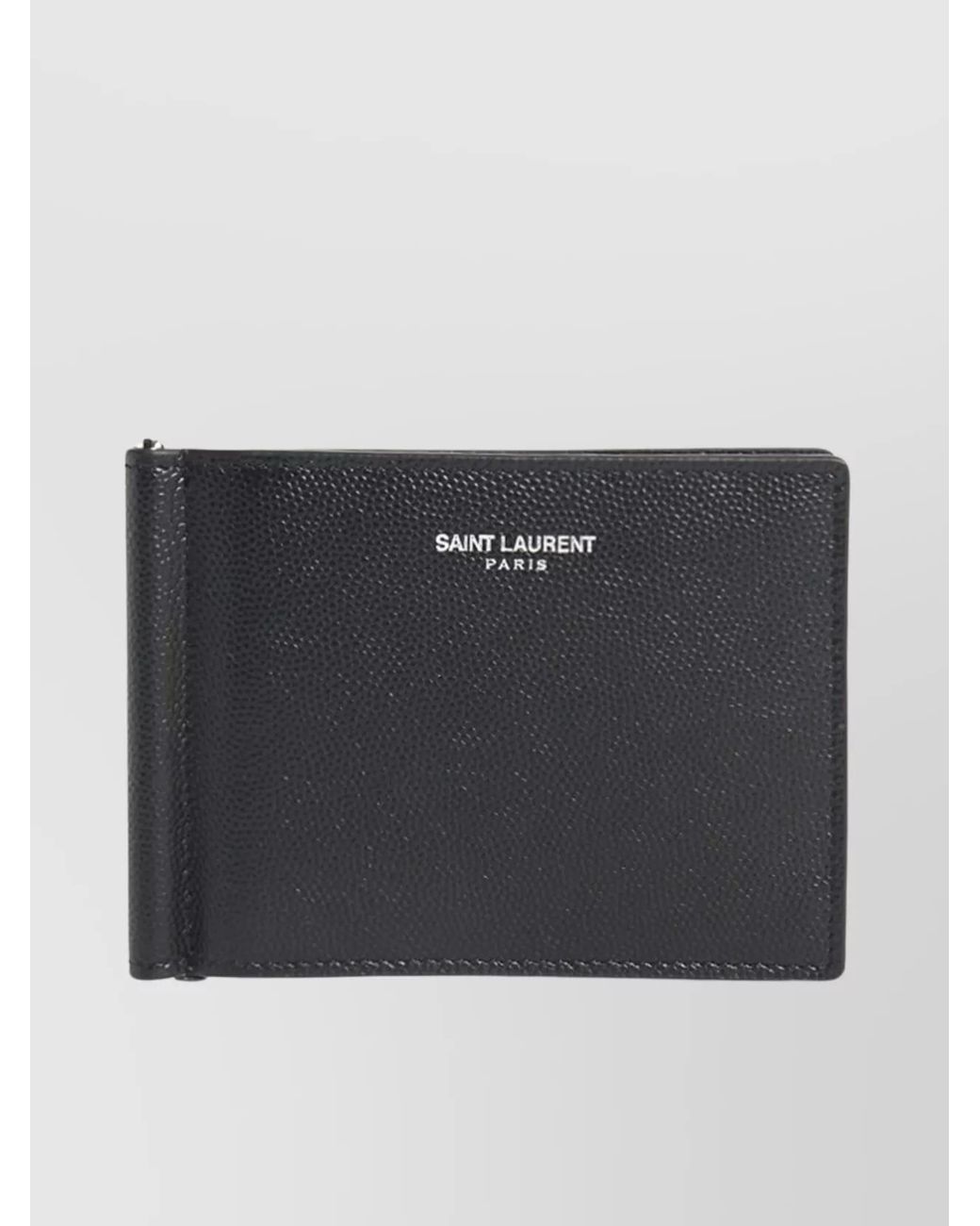 Saint Laurent Black Leather Bi-Fold Money Clip Wallet for men