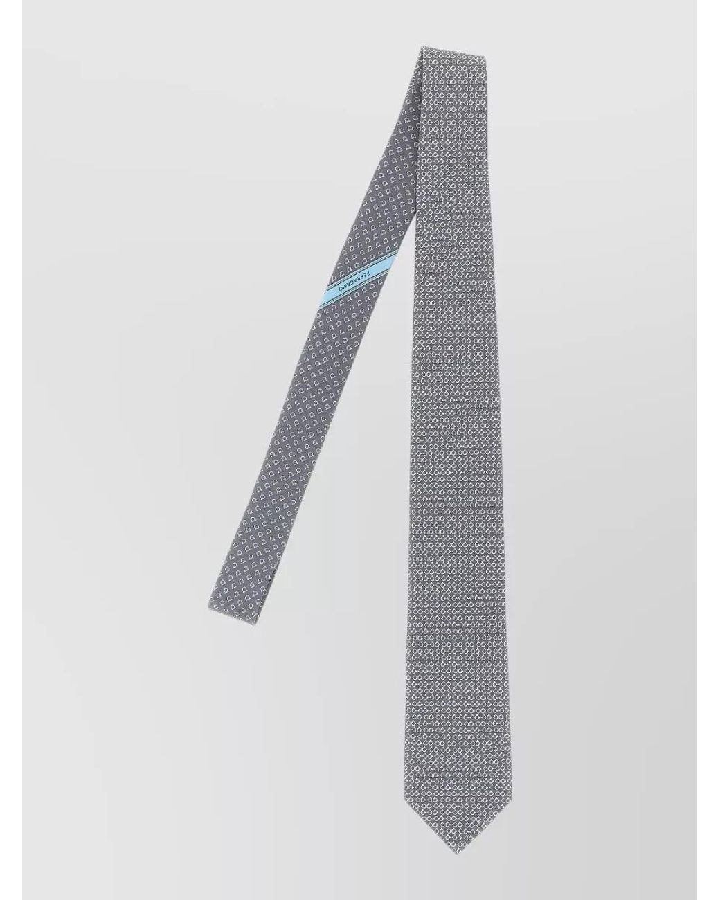 Ferragamo Gray Silk Chicca Tie for men
