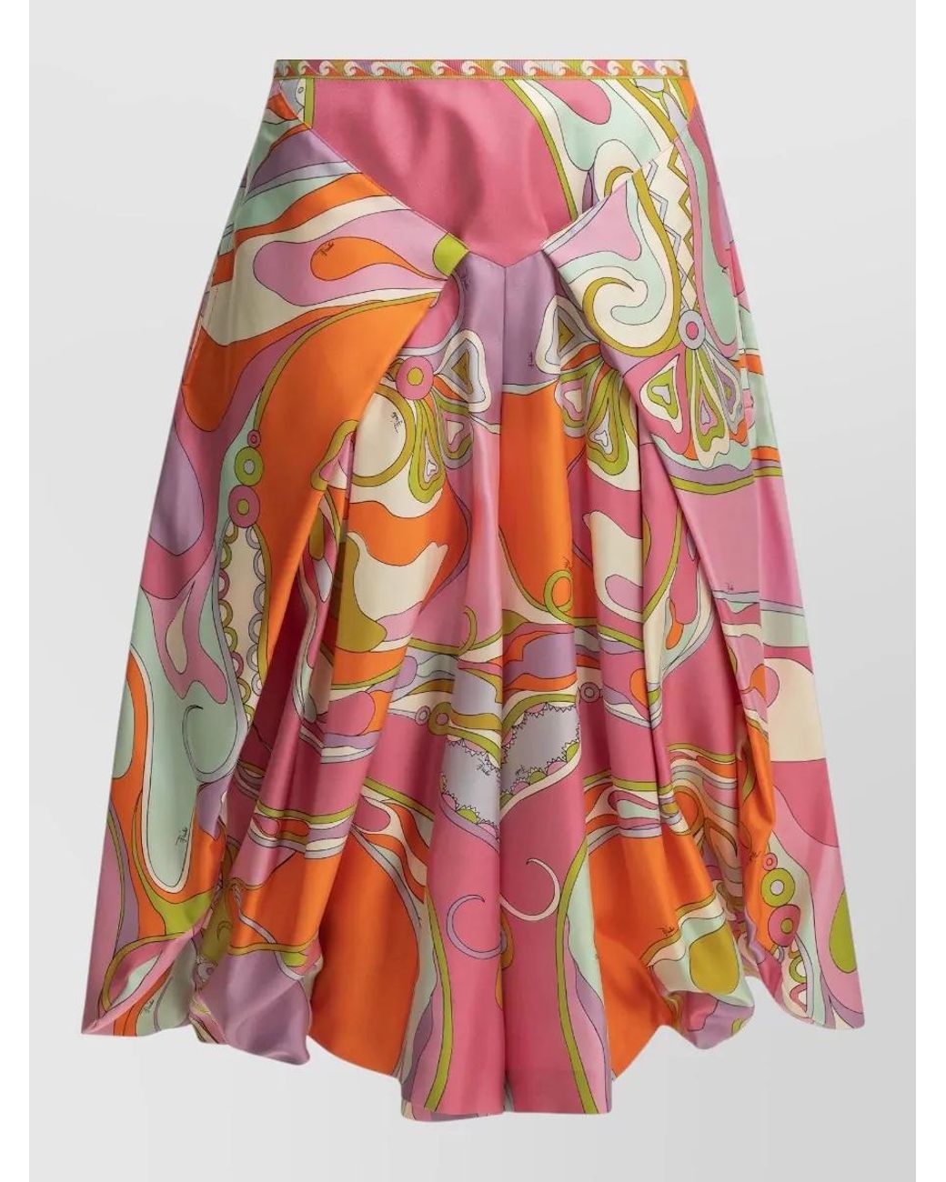 Emilio Pucci Red Silk A-Line Skirt