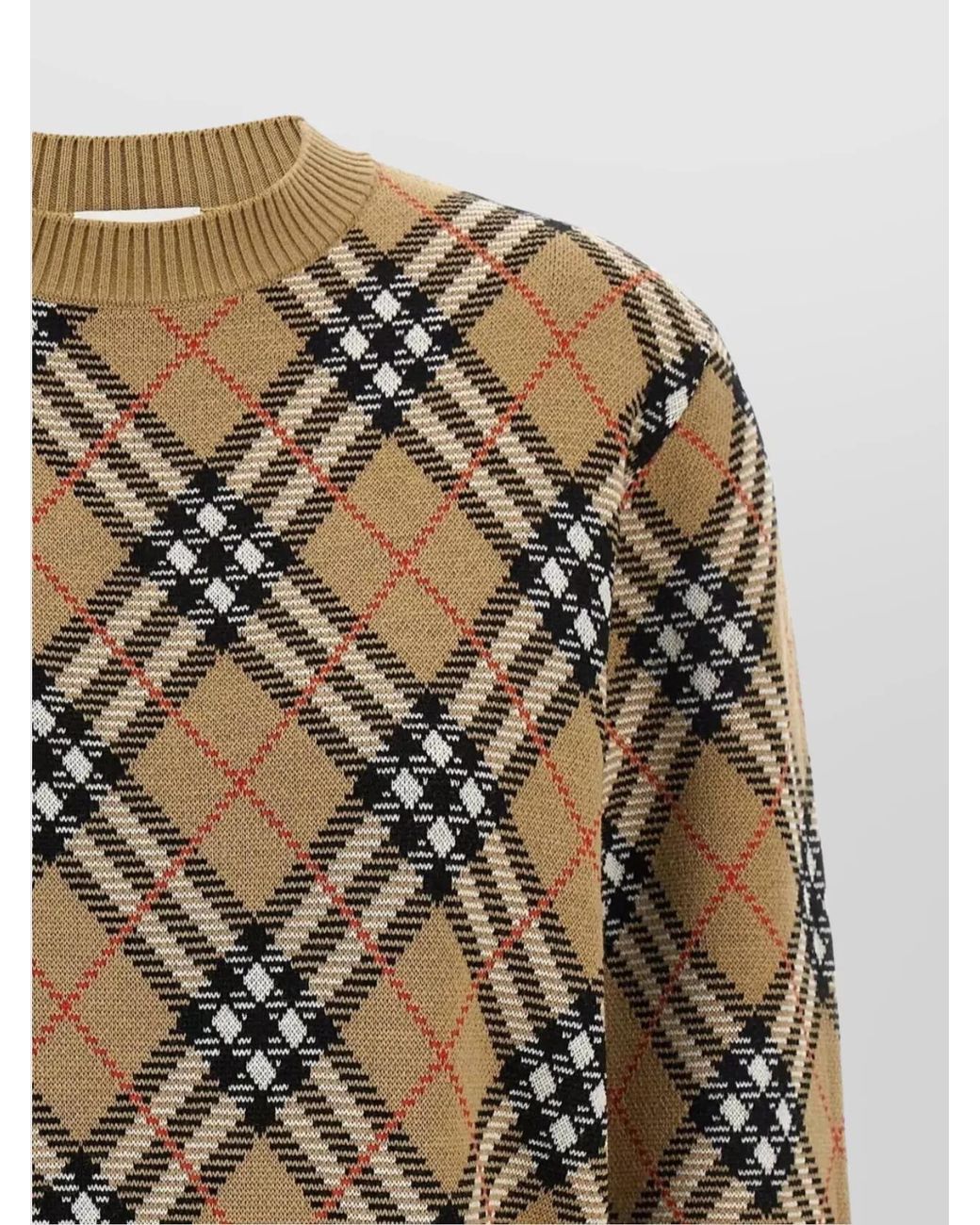Burberry Multicolor Check Wool Sweater Sand