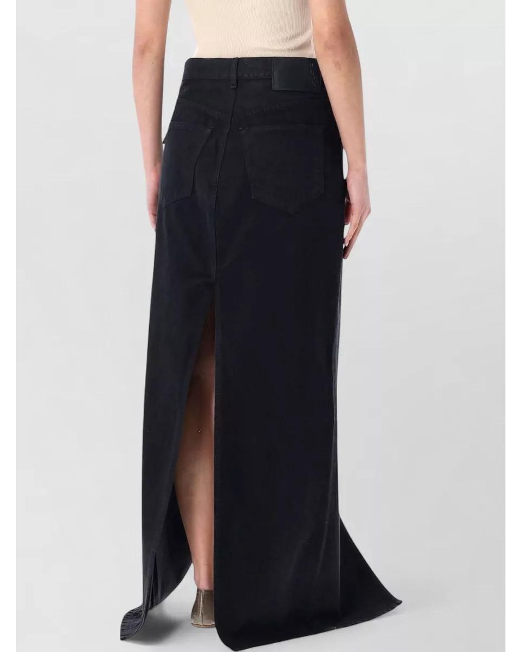 Haikure Blue Denim High-Rise Maxi Skirt