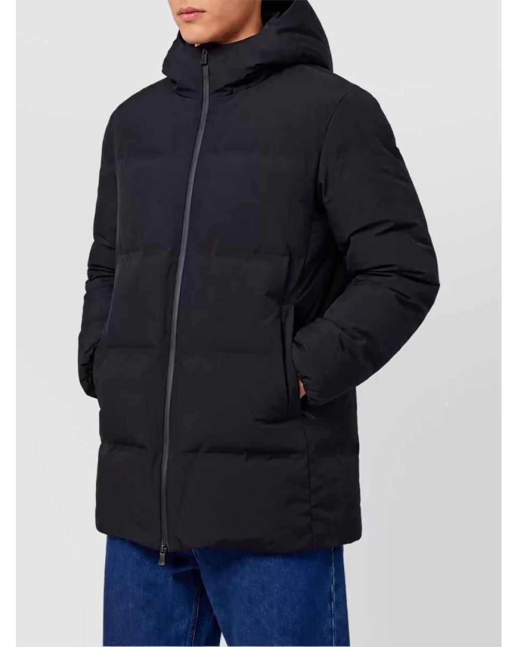 Herno Blue Down Quilted Hooded Puffer Coat for men